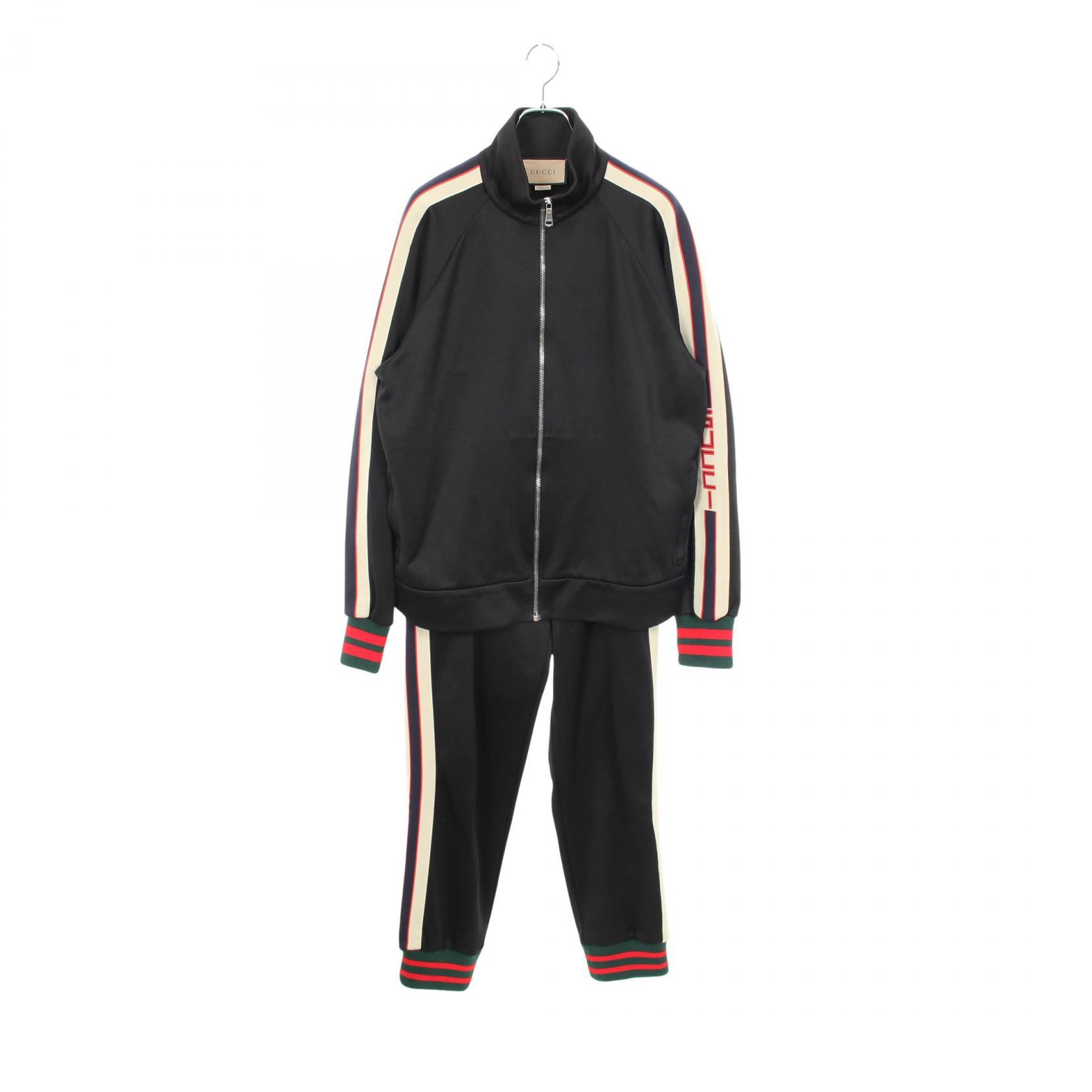 【10%OFFクーポン 7/21 10時~7/26 9:59】グッチ GUCCI ウェブライン テクニカルジャージー トラックジャケット トラックパンツ セットアップ 衣料品 コットン ポリエステル ブラック系 / マルチカラー 【中古】|RECLO(リクロ)店