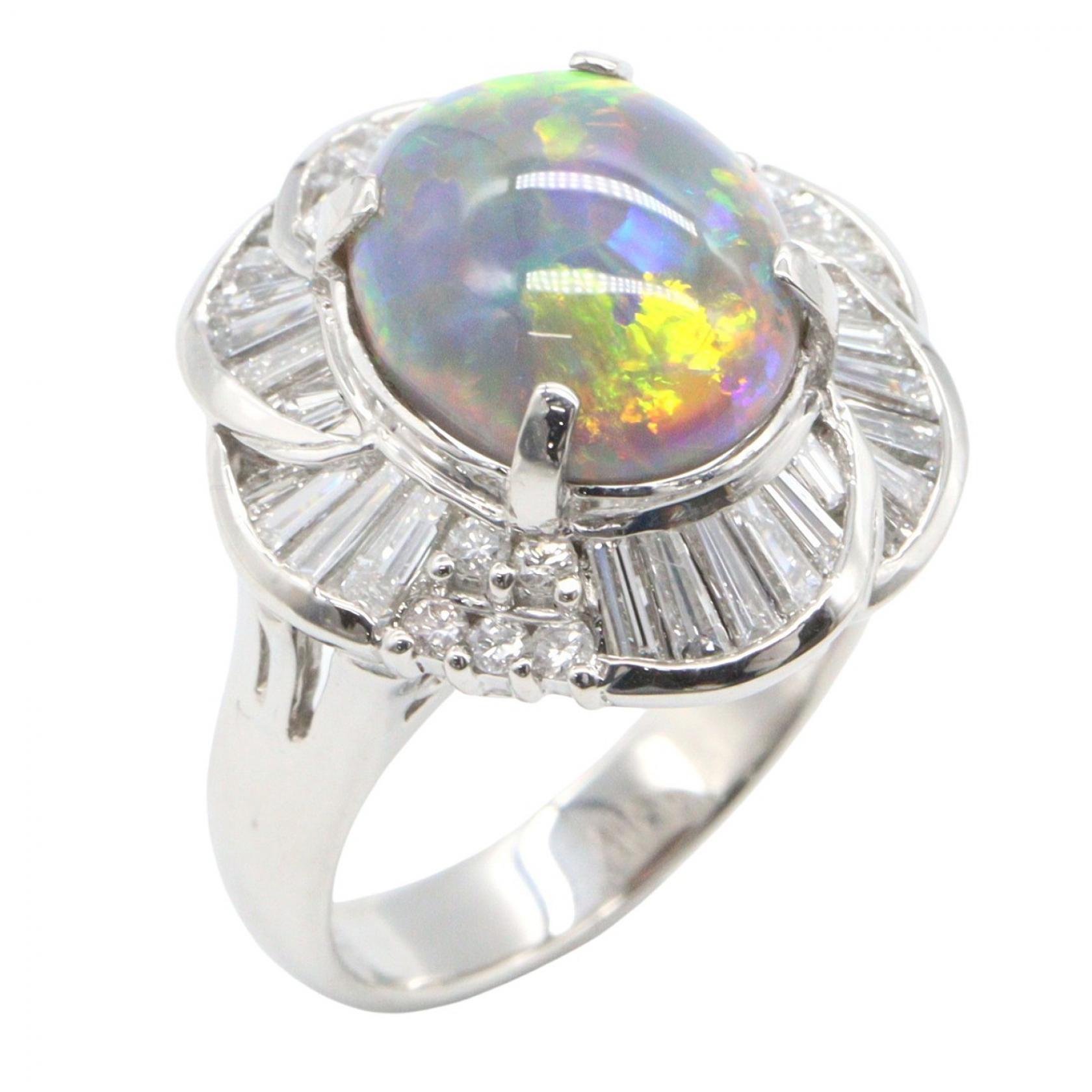 【10%OFFクーポン 7/21 10時~7/26 9:59】ジュエリー JEWELRY ブラックオパールリング リング・指輪 ジュエリー Pt900プラチナ ダイヤモンド ブラックオパール シルバー系 / マルチカラー / クリア系 ブラックオパール 9.9g 【中古】|RECLO(リクロ)店