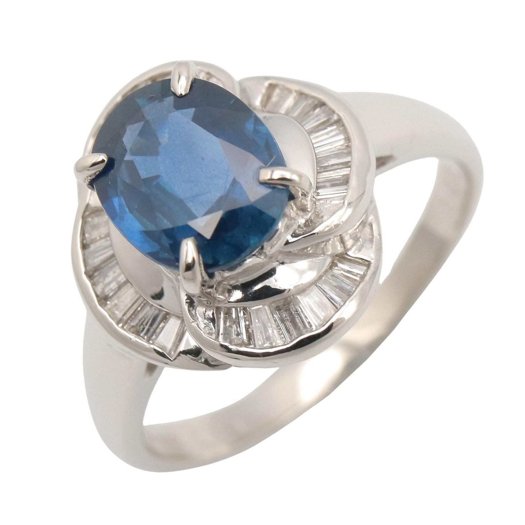 【10%OFFクーポン 7/21 10時~7/26 9:59】ジュエリー JEWELRY サファイア ダイヤ リング リング・指輪 ジュエリー Pt900プラチナ ダイヤモンド サファイア ブルー系 / クリア系 / シルバー系 サファイア 6.4g 【中古】|RECLO(リクロ)店