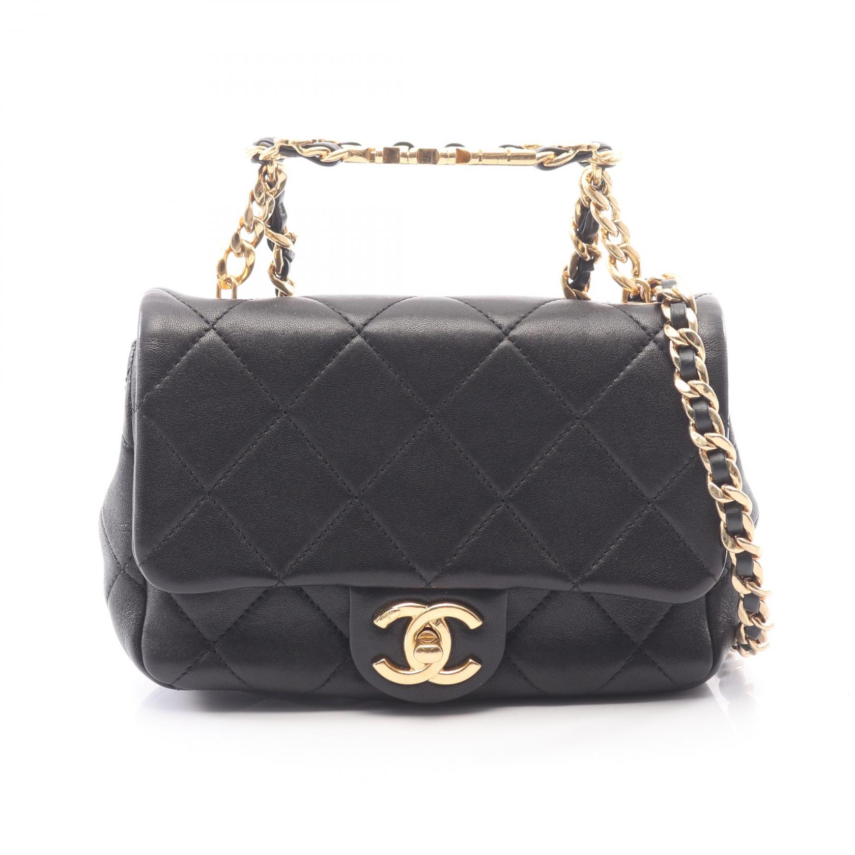 【15%OFFクーポン 7/19 20時~7/26 9:59】シャネル CHANEL ミニマトラッセ トップハンドル 2WAY ショルダーバッグ バッグ ラムスキン(羊革) ブラック系 AS3748 【中古】|RECLO(リクロ)店