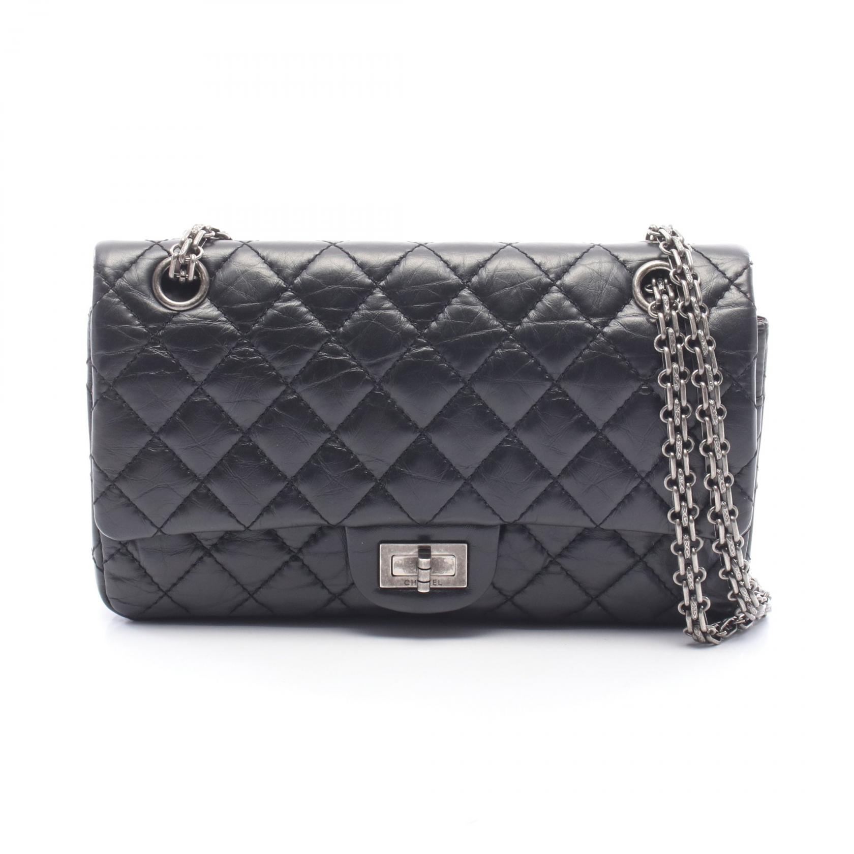 【15%OFFクーポン 7/19 20時~7/26 9:59】シャネル CHANEL 2.55 マトラッセ マドモアゼルチェーン ショルダーバッグ バッグ レザー ブラック系 【中古】|RECLO(リクロ)店