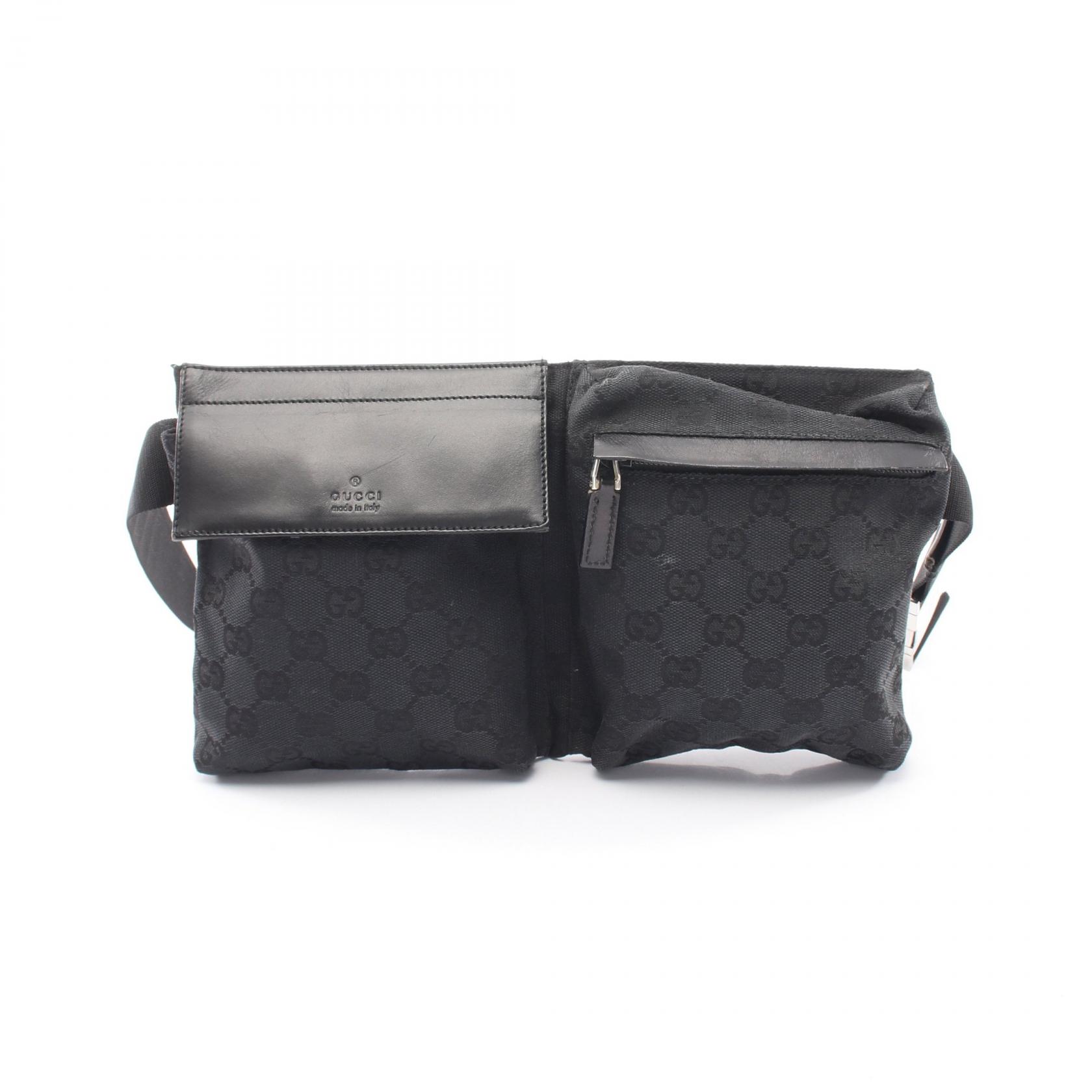 【15%OFFクーポン 7/19 20時~7/26 9:59】グッチ GUCCI GGキャンバス ウエストバッグ ボディバッグ バッグ キャンバス レザー ブラック系 018 1621 【中古】|RECLO(リクロ)店