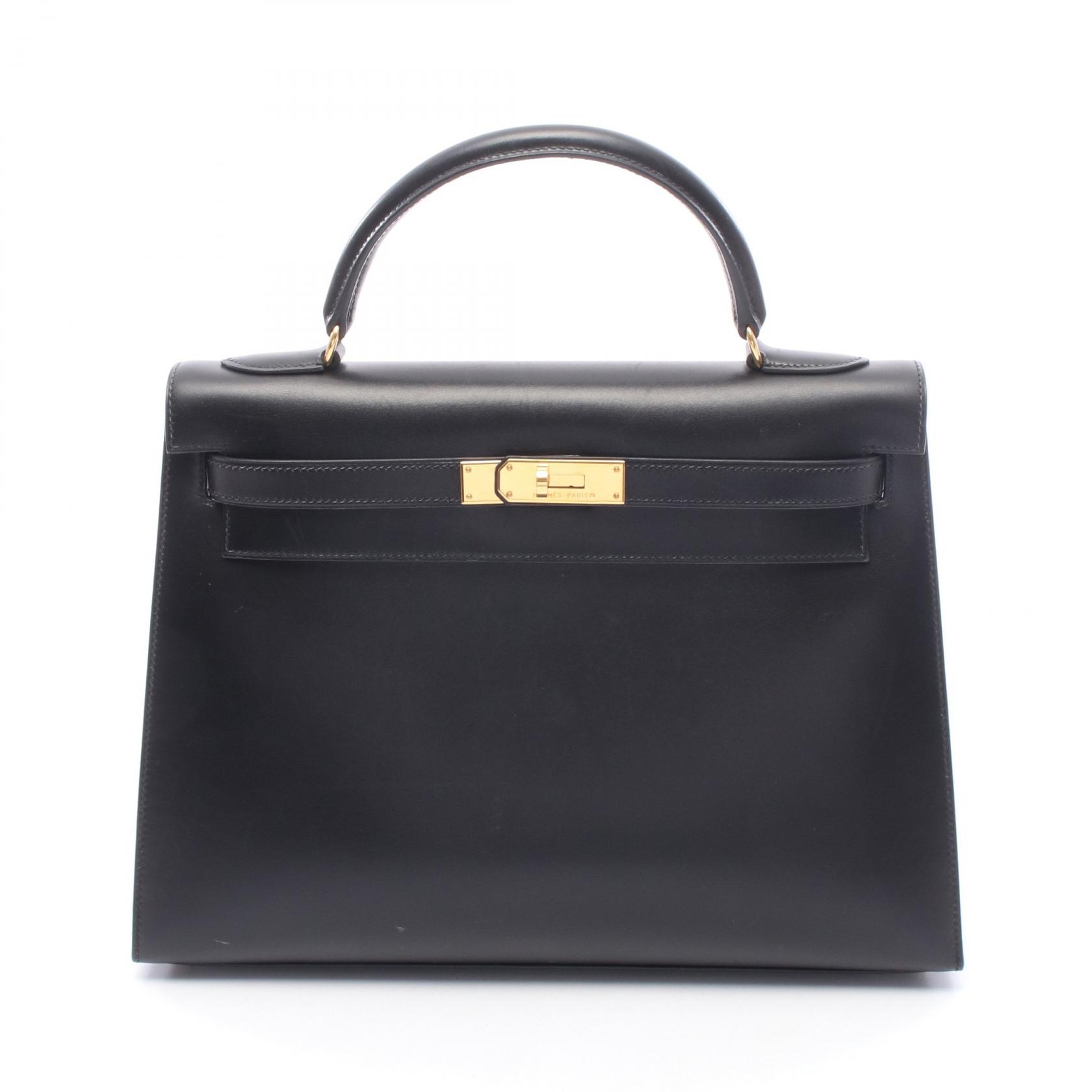 【10%OFFクーポン 7/21 10時~7/26 9:59】エルメス HERMES ケリー32 外縫い 2WAY ハンドバッグ バッグ カーフ(牛革) ボックスカーフ ブラック系 【中古】|RECLO(リクロ)店