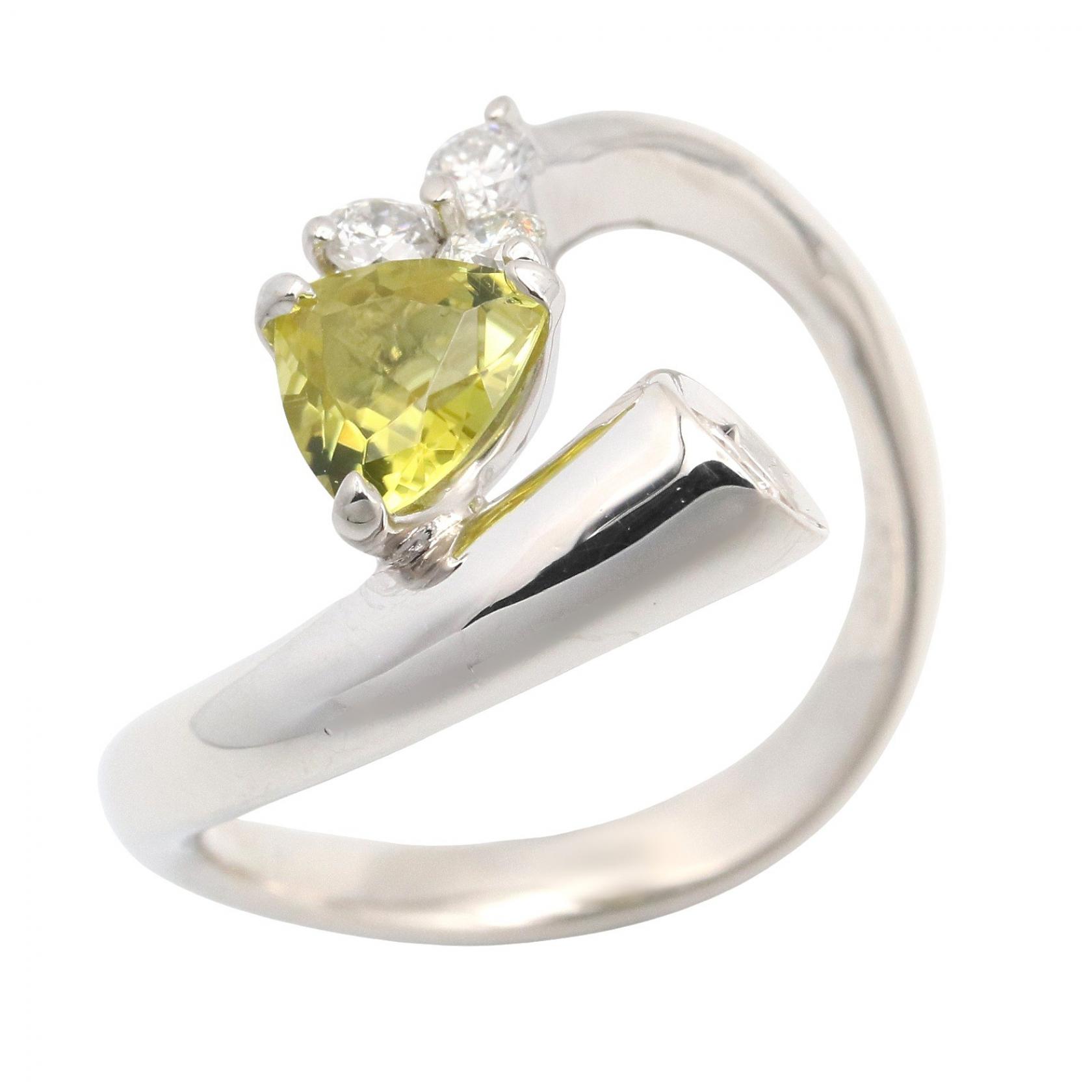 【10%OFFクーポン 7/21 10時～7/26 9:59】ジュエリー JEWELRY カナリートルマリン ダイヤ リング リング・指輪 ジュエリー Pt900プラチナ Pt900プラチナ カナリートルマリン / ダイヤモンド イエロー系 / クリア系 / シルバー系 ｶﾅﾘｰﾄﾙﾏﾘﾝ 7.3g 【中古】｜RECLO（リクロ）店