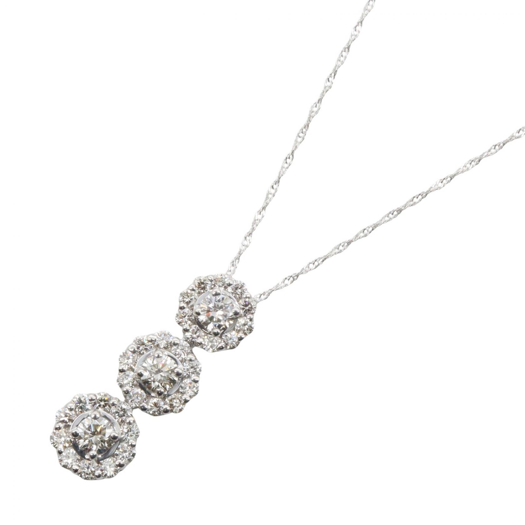 【10%OFFクーポン 7/21 10時~7/26 9:59】ジュエリー JEWELRY ダイヤモンド ネックレス ネックレス ジュエリー K18WG(ホワイトゴールド) ダイヤモンド シルバー系 / クリア系 ダイヤ 2.2g 【中古】|RECLO(リクロ)店