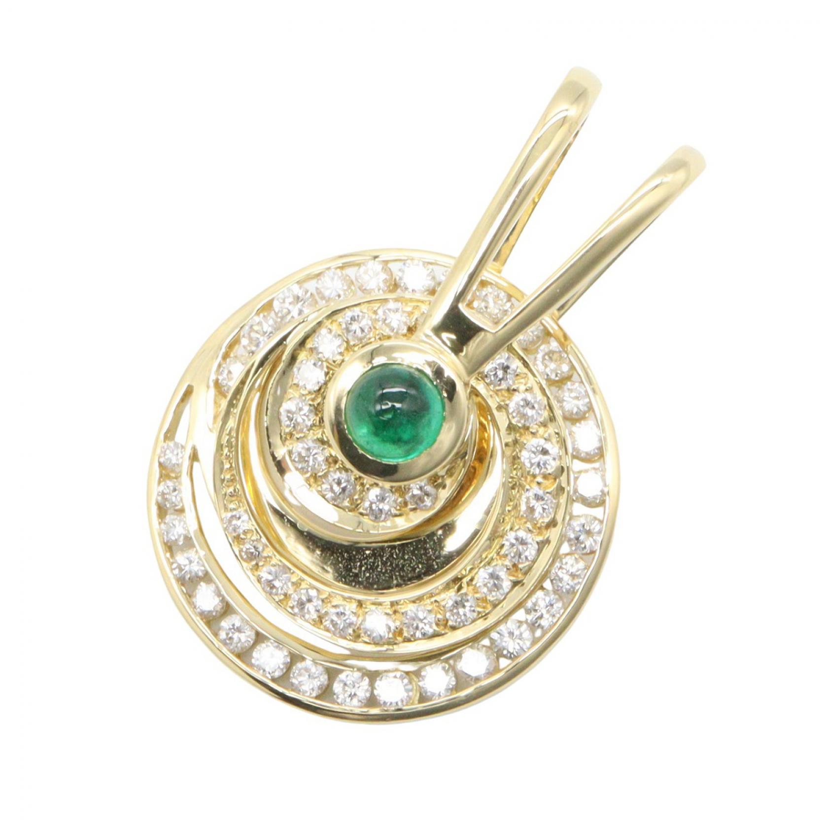 【10%OFFクーポン 7/18 0時~7/21 9:59】ジュエリー JEWELRY エメラルド ダイヤモンド トップ ペンダントトップ ジュエリー K18(イエローゴールド) ダイヤモンド エメラルド ゴールド系 / グリーン系 / クリア系 エメラルド 12.7g 【中古】|RECLO(リクロ)店