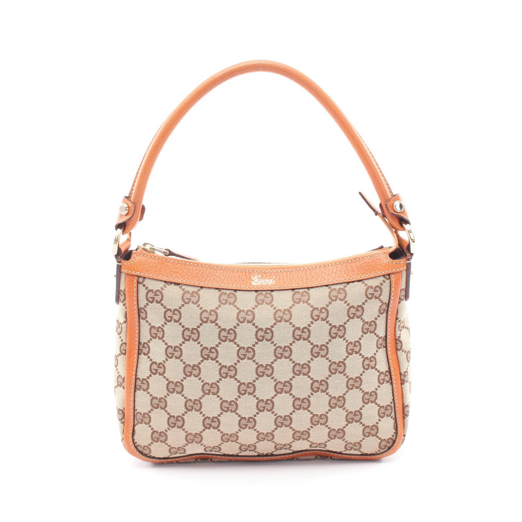 【10%OFFクーポン 7/21 10時～7/26 9:59】グッチ GUCCI GGキャンバス ハンドバッグ バッグ キャンバス レザー ブラウン系 / ベージュ系 146244 【中古】｜RECLO（リクロ）店