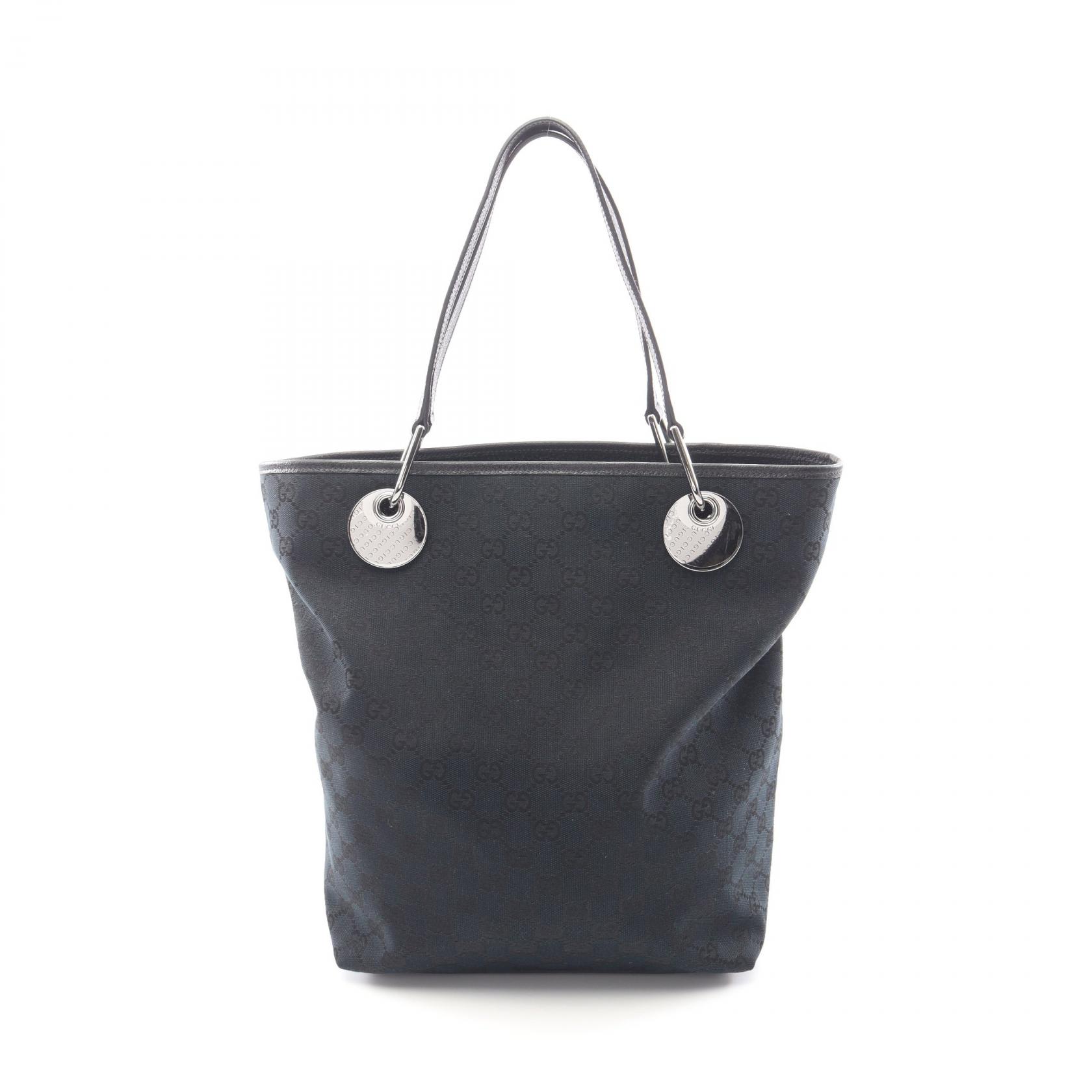 【10%OFFクーポン 7/21 10時～7/26 9:59】グッチ GUCCI GGキャンバス トートバッグ バッグ キャンバス レザー ブラック系 120836 【中古】｜RECLO（リクロ）店
