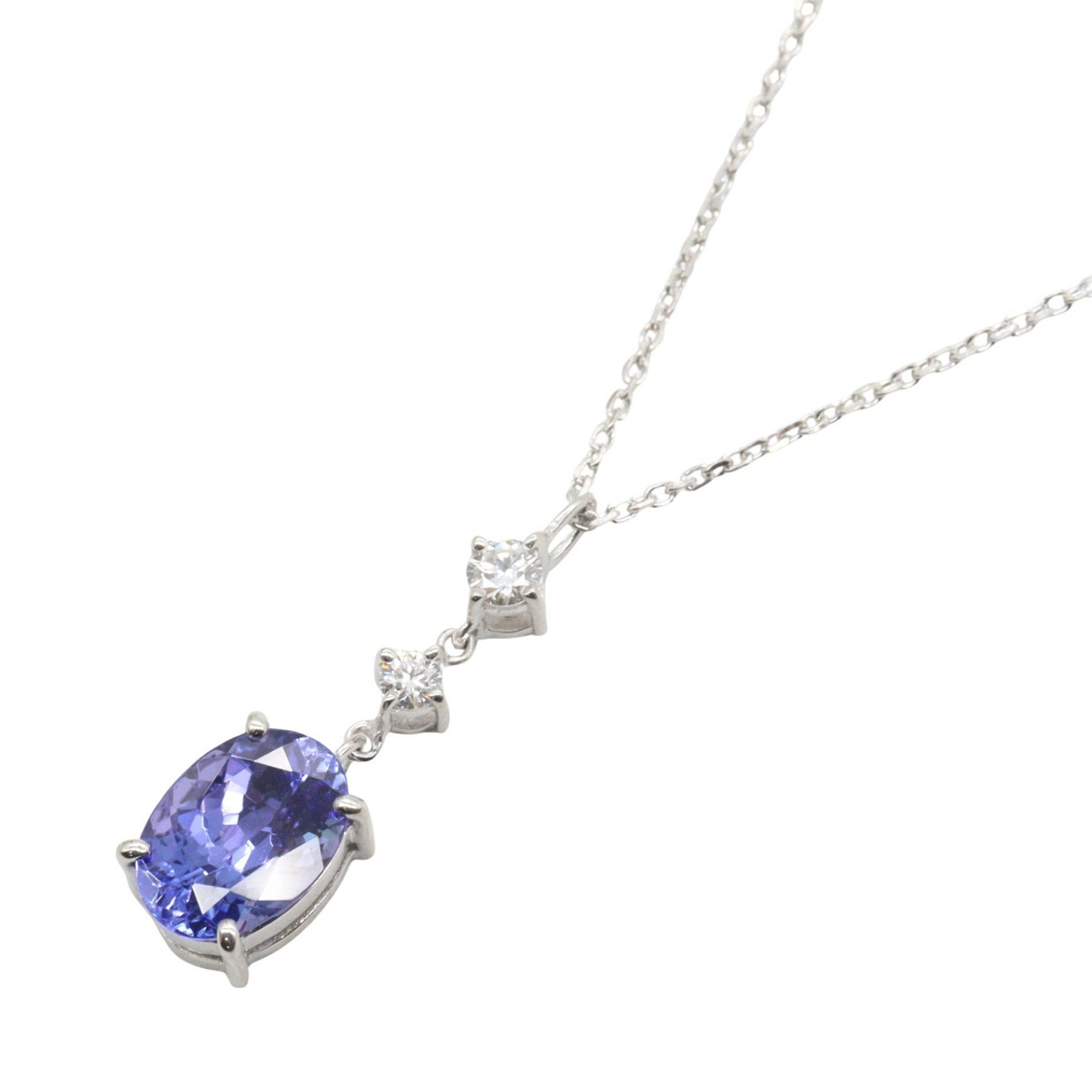 【10%OFFクーポン 7/21 10時～7/26 9:59】ジュエリー JEWELRY タンザナイト ダイヤモンド ネックレス ネックレス ジュエリー K18WG（ホワイトゴールド） ダイヤモンド タンザナイト シルバー系 / ブルー系 / クリア系 ﾀﾝｻﾞﾅｲﾄ 3.0g 【中古】｜RECLO（リクロ）店