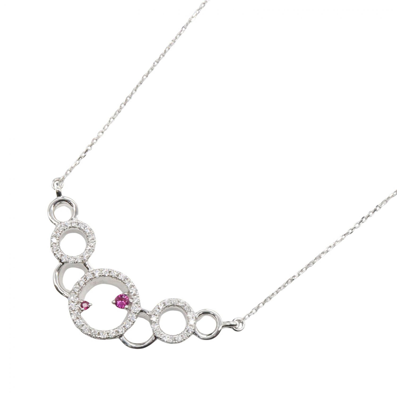 【10%OFFクーポン 7/21 10時~7/26 9:59】ジュエリー JEWELRY ルビー ダイヤモンド ネックレス ネックレス ジュエリー K18WG(ホワイトゴールド) ダイヤモンド ルビー シルバー系 / レッド系 / クリア系 ルビー 6.4g 【中古】|RECLO(リクロ)店