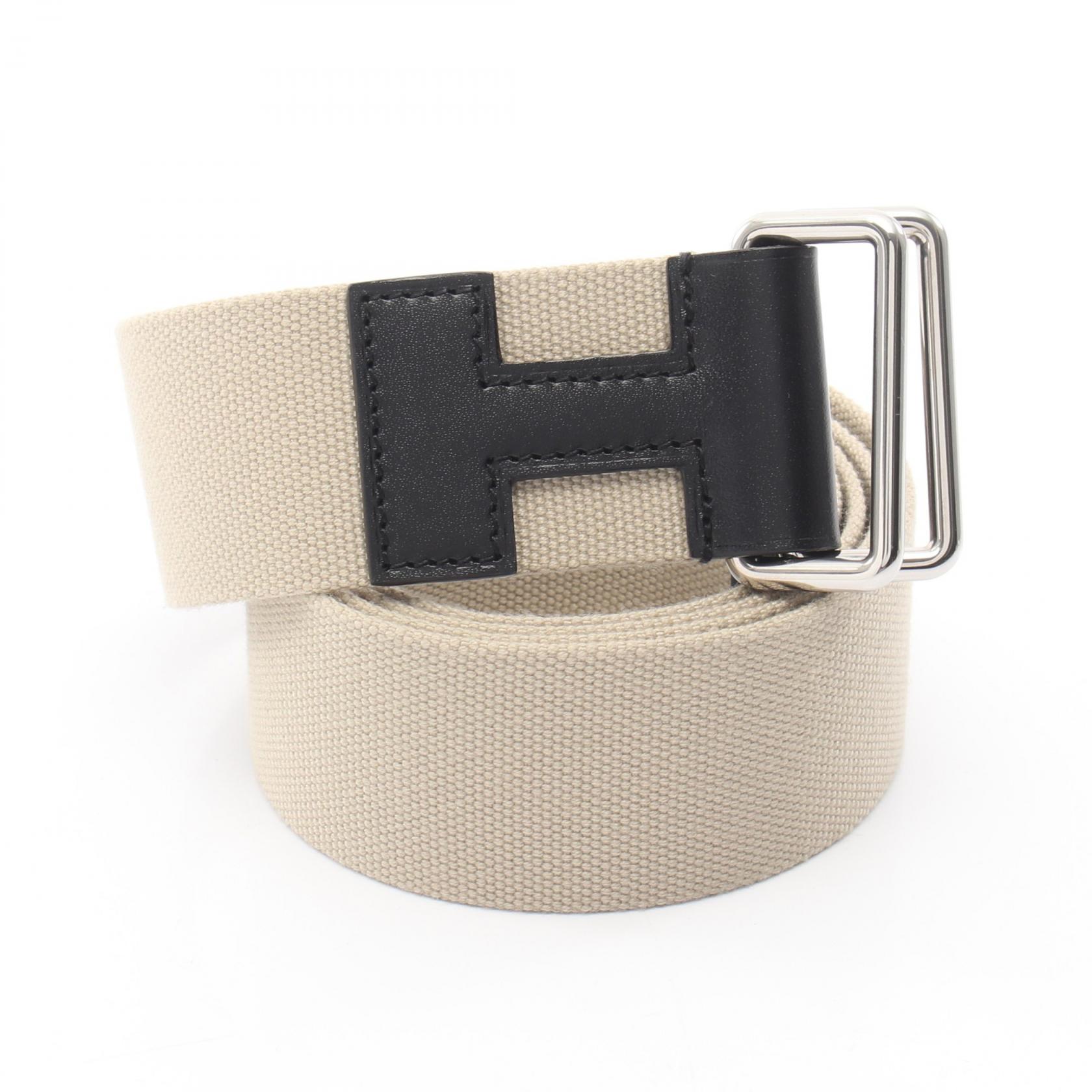 エルメス HERMES ノマド40 ベルト 衣料品 キャンバス レザー ベージュ系 / ブラック系 【中古】｜RECLO（リクロ）店
