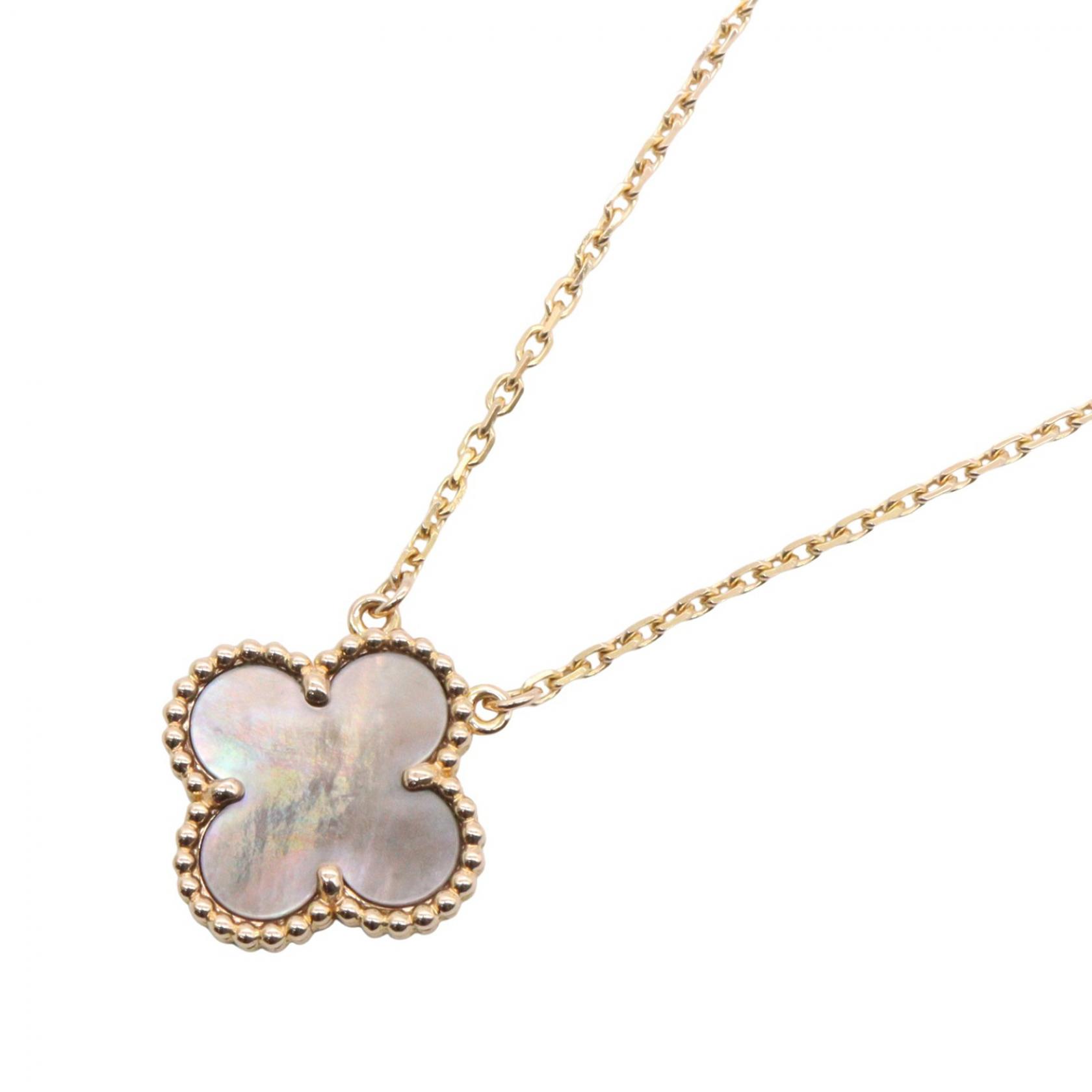 【10%OFFクーポン 7/21 10時～7/26 9:59】ヴァンクリーフ＆アーペル Van Cleef & Arpels ヴィンテージアルハンブラ グレーマザオブパール ネックレス ネックレス ジュエリー K18PG（ピンクゴールド） グレーマザーオブパール ゴールド系 / グレー系 VCARP4KK00 【中古】｜RECLO（リクロ）店