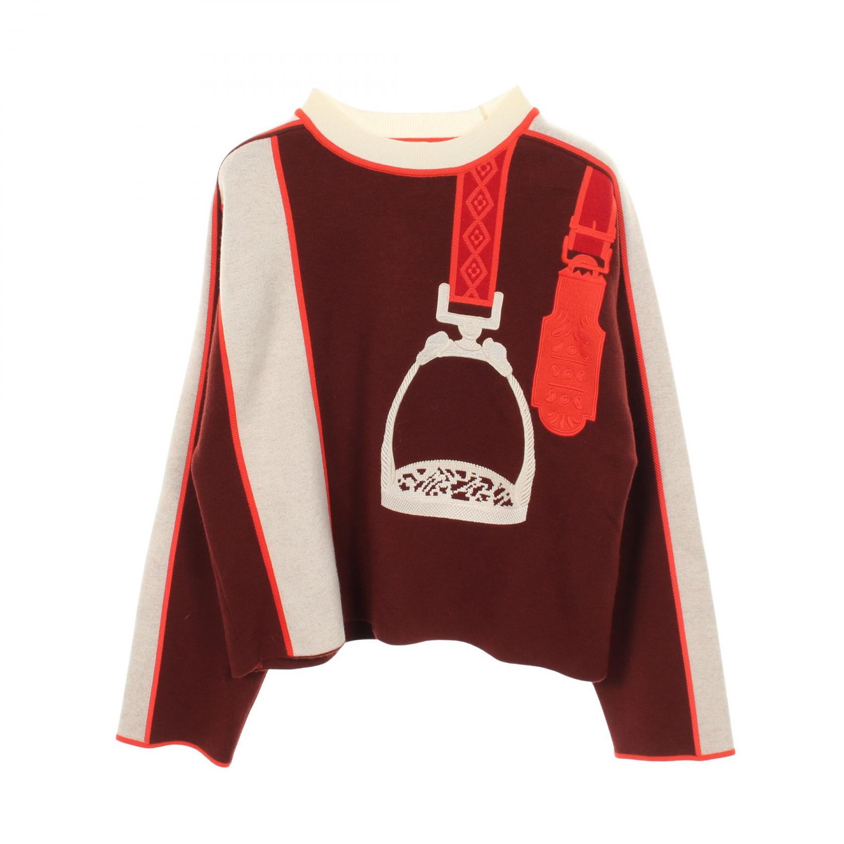 【10%OFFクーポン 7/18 0時~7/21 9:59】エルメス HERMES ETRIERS STIRRS ニット 衣料品 トップス ウール カシミヤ ブラウン系 / アイボリー系 / オレンジ系 4E2653D5 【中古】|RECLO(リクロ)店