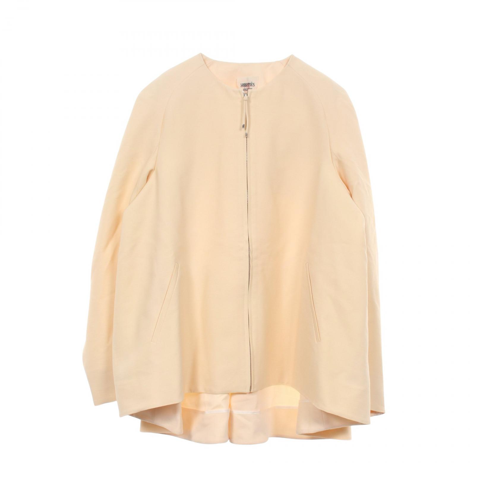 【全品ポイント11倍|7/30 0:00-23:59】エルメス HERMES ノーカラージャケット 衣料品 アウター ウール シルク シルク アイボリー系 【中古】|RECLO(リクロ)店