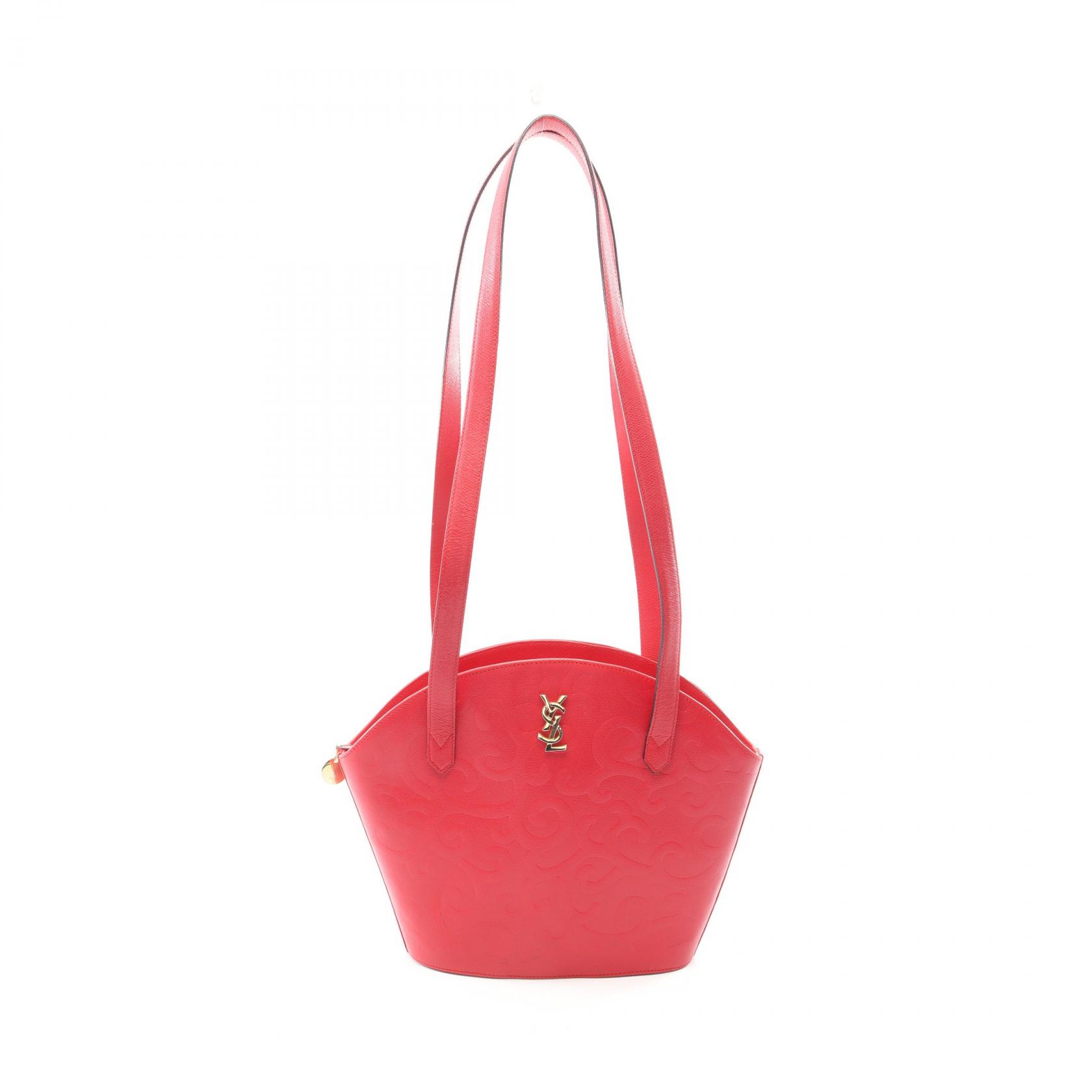 【15%OFFクーポン 7/19 20時～7/26 9:59】イヴ・サンローラン YVES SAINT LAURENT 唐草模様 ショルダーバッグ バッグ レザー レッド系 【中古】｜RECLO（リクロ）店
