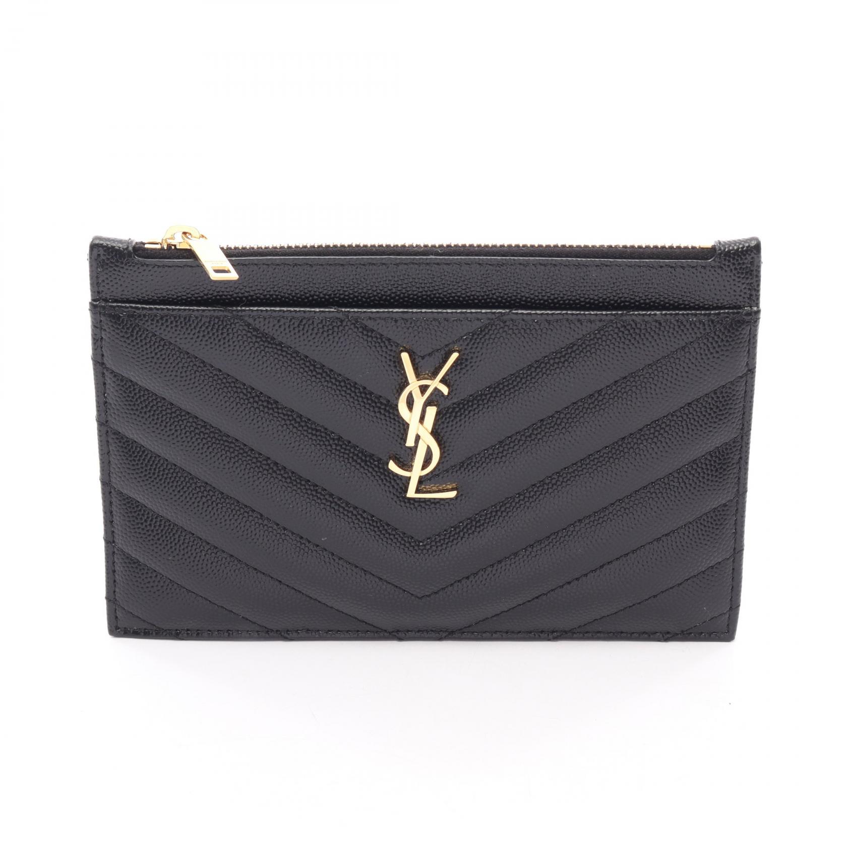 【10%OFFクーポン 7/21 10時～7/26 9:59】サンローランパリ SAINT LAURENT PARIS ビルポーチ モノグラム スモール ポーチ バッグ レザー ブラック系 584872 【中古】｜RECLO（リクロ）店