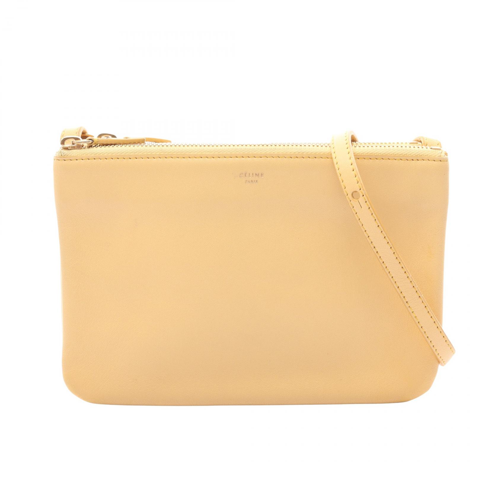 【10%OFFクーポン 7/21 10時～7/26 9:59】セリーヌ CELINE トリオ スモール ショルダーバッグ バッグ レザー イエロー系 【中古】｜RECLO（リクロ）店