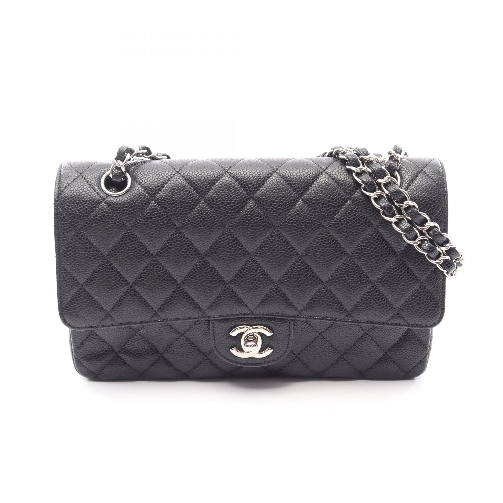 【10%OFFクーポン 7/21 10時~7/26 9:59】シャネル CHANEL マトラッセ Wフラップ ショルダーバッグ バッグ キャビアスキン(グレインドカーフ) ブラック系 【中古】|RECLO(リクロ)店