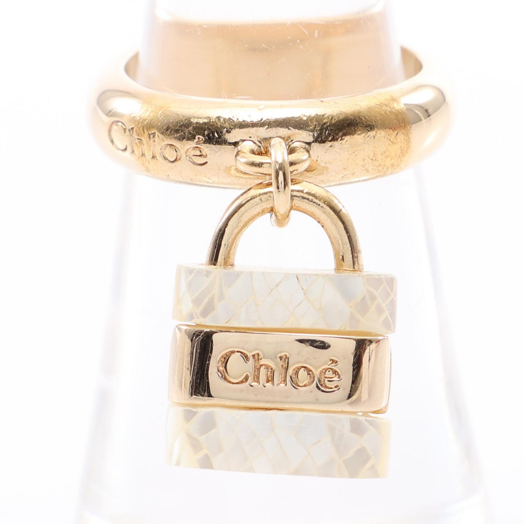 クロエ Chloe パドロックモチーフ リング・指輪 ジュエリー GP（ゴールドメッキ） シェル ゴールド系 / ホワイト系 【中古】｜RECLO（リクロ）店