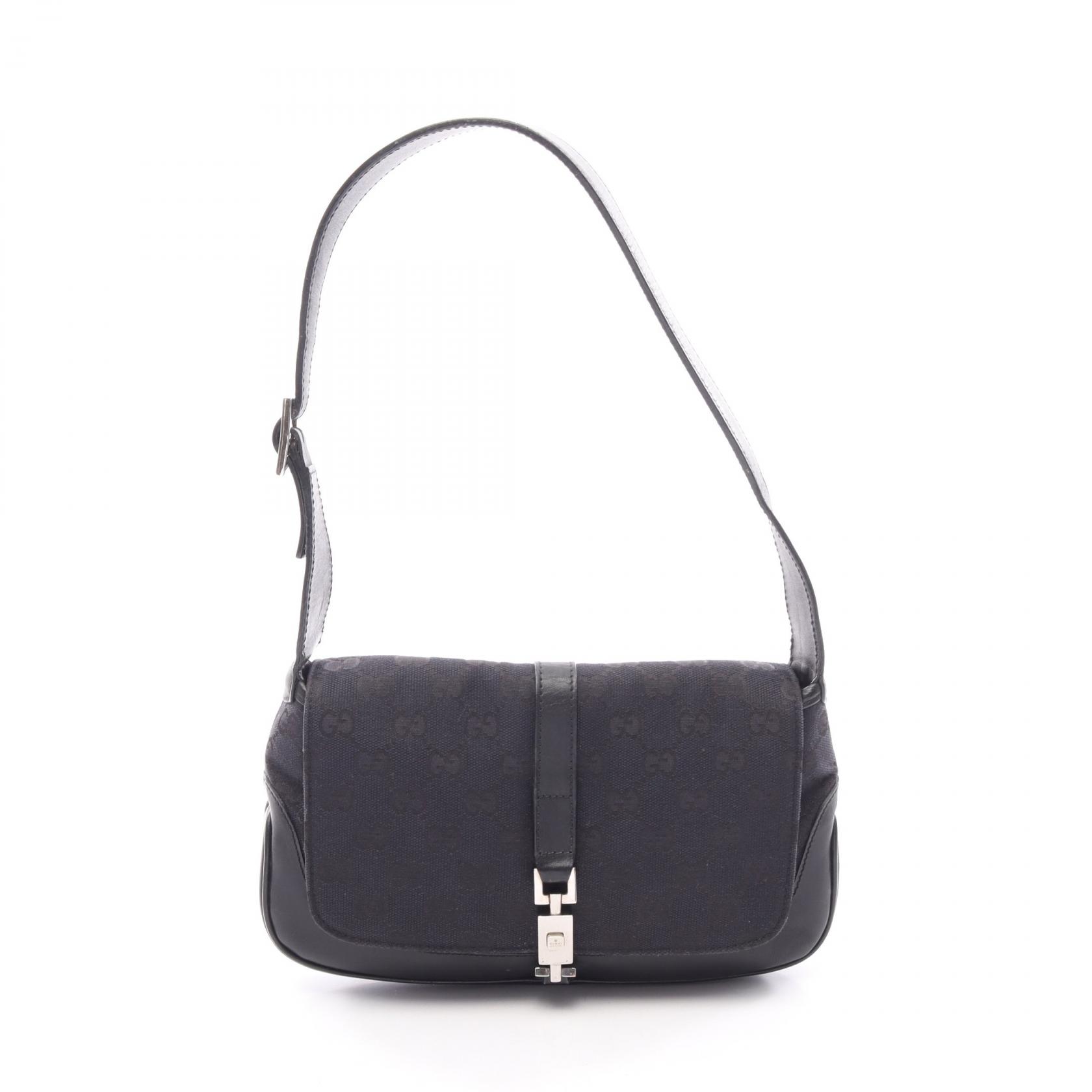 【20%OFFクーポン 7/19 20時~7/26 9:59】グッチ GUCCI ジャッキー ウェビングライン ショルダーバッグ バッグ キャンバス レザー ブラック系 001 3824 【中古】|RECLO(リクロ)店