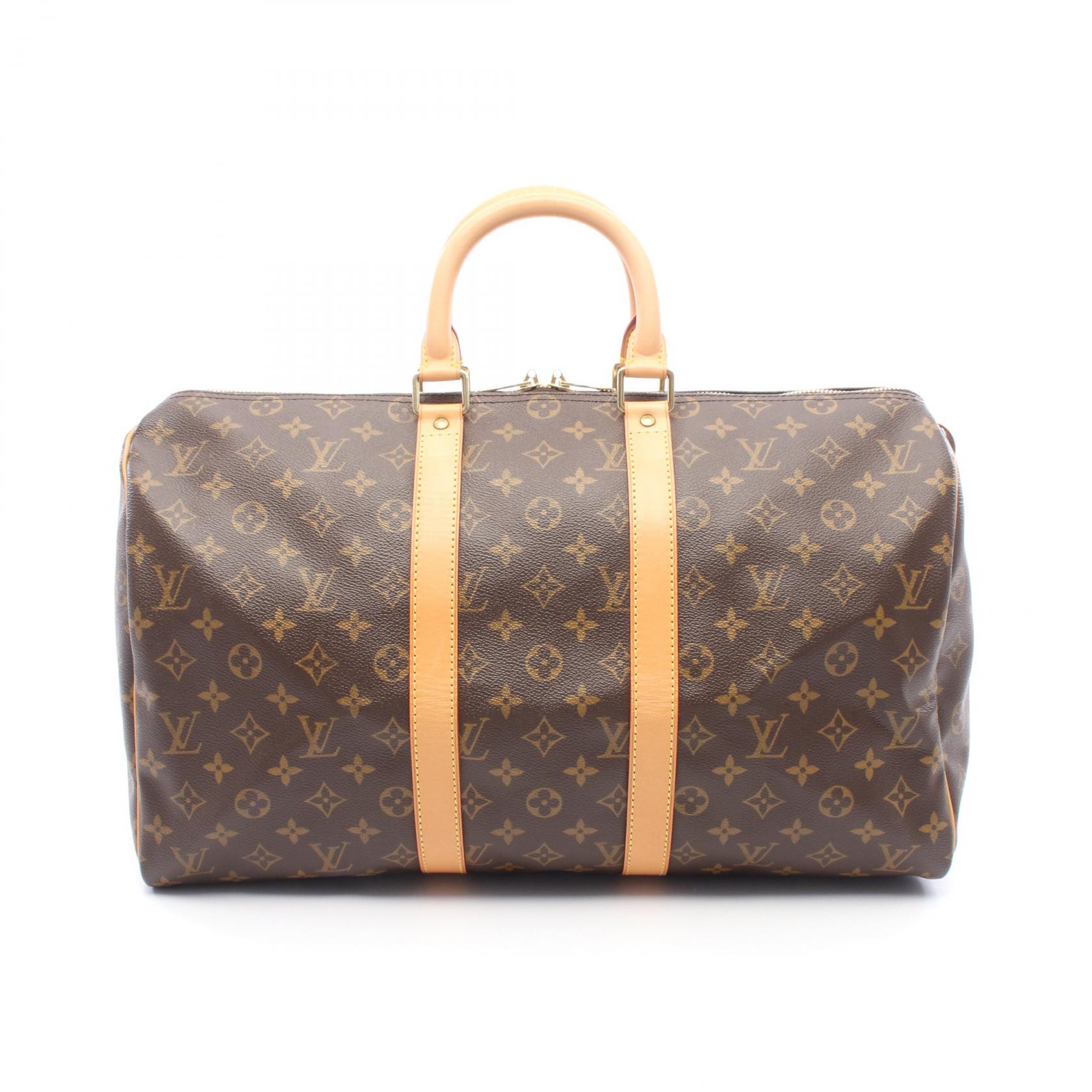 【10%OFFクーポン 7/21 10時～7/26 9:59】ルイ・ヴィトン LOUIS VUITTON キーポル45 ボストンバッグ バッグ PVCコーティングキャンバス レザー モノグラム ブラウン系 M41428 【中古】｜RECLO（リクロ）店