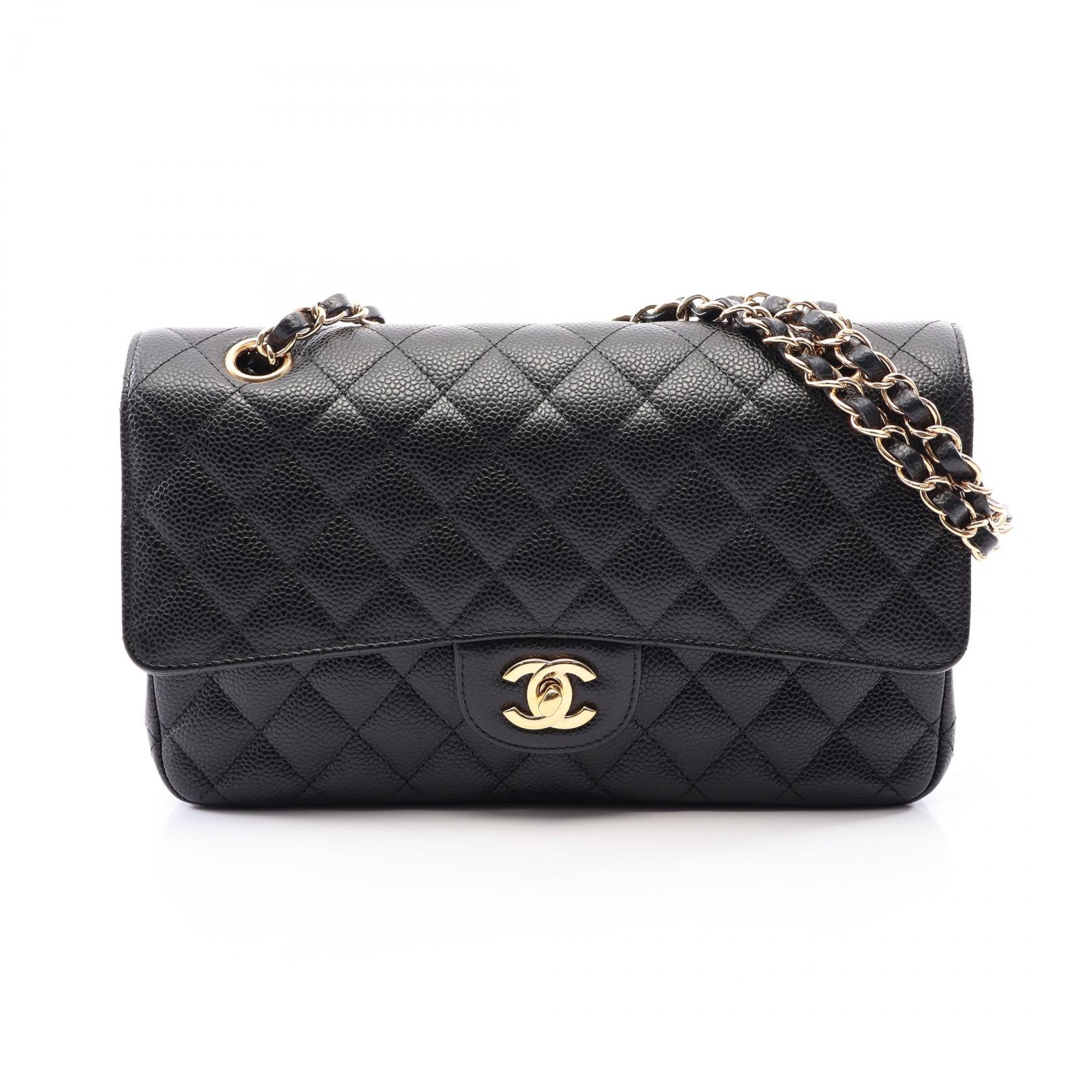 【15%OFFクーポン 7/19 20時~7/26 9:59】シャネル CHANEL マトラッセ Wフラップ ショルダーバッグ バッグ キャビアスキン(グレインドカーフ) ブラック系 A01112 【中古】|RECLO(リクロ)店