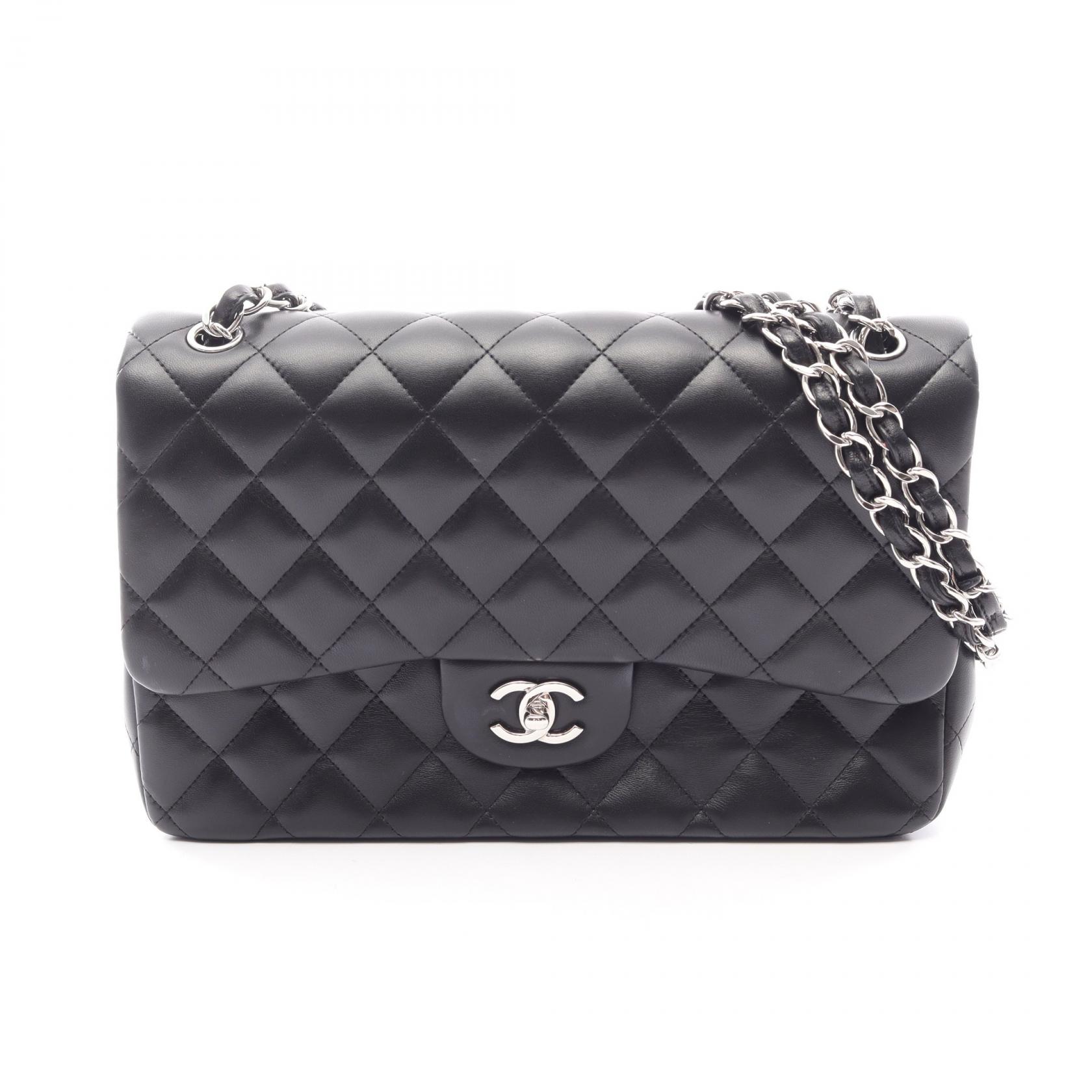 【15%OFFクーポン 7/19 20時～7/26 9:59】シャネル CHANEL デカマトラッセ30 クラシック ラージ Wフラップ ショルダーバッグ バッグ ラムスキン（羊革） ブラック系 A58600 【中古】｜RECLO（リクロ）店