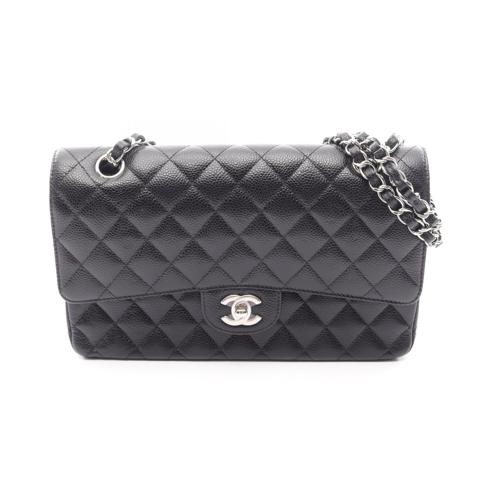 【15%OFFクーポン 7/19 20時～7/26 9:59】シャネル CHANEL マトラッセ Wフラップ ショルダーバッグ バッグ キャビアスキン(グレインドカーフ) ブラック系 A01112 【中古】｜RECLO（リクロ）店