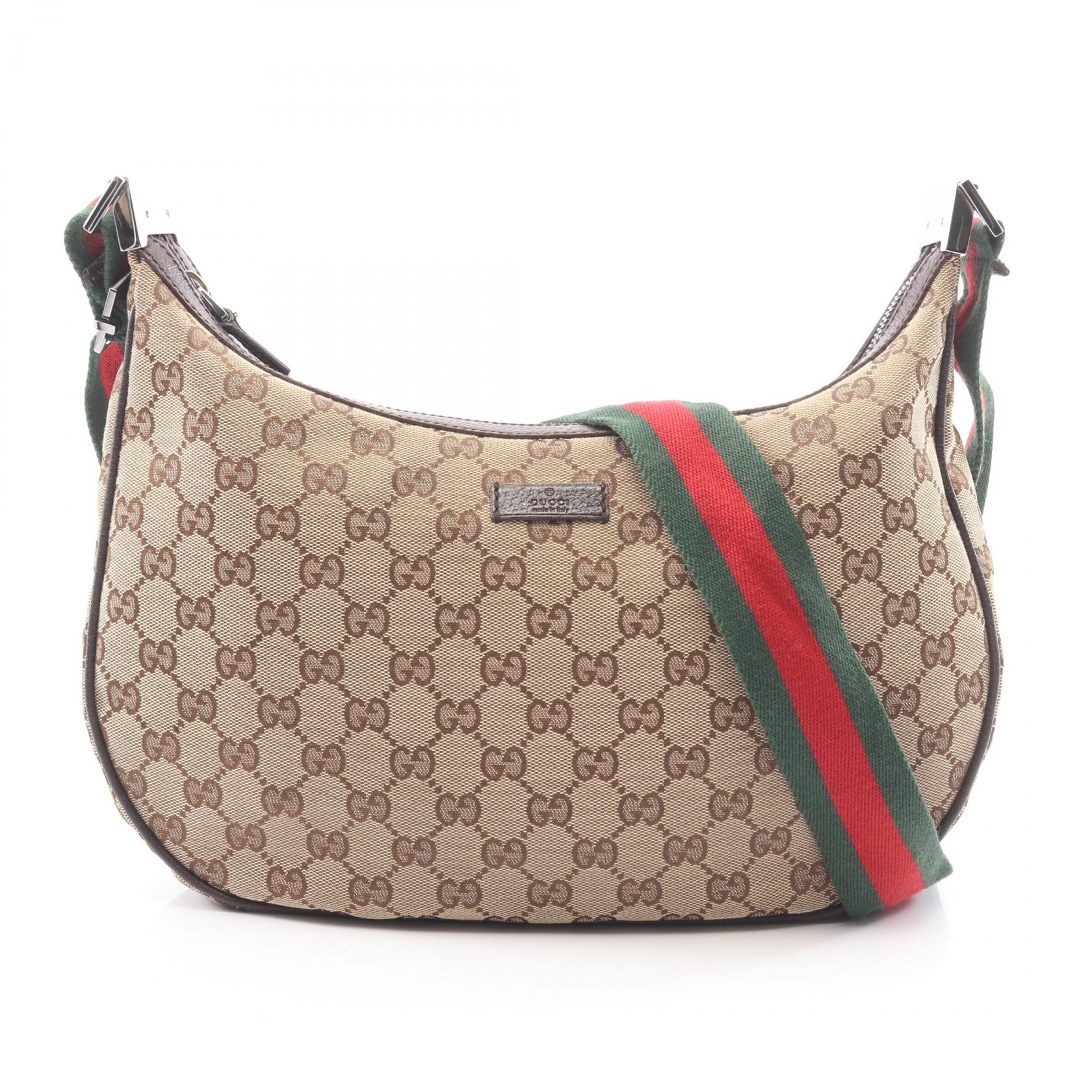 【15%OFFクーポン 7/19 20時~7/26 9:59】グッチ GUCCI シェリーライン GGキャンバス ショルダーバッグ バッグ キャンバス レザー ベージュ系 / ブラウン系 122790 【中古】|RECLO(リクロ)店