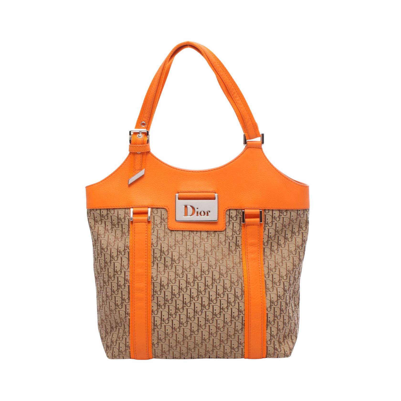 ディオール Dior ストリートシック トロッター トートバッグ バッグ キャンバス レザー ベージュ系 / オレンジ系 【中古】｜RECLO（リクロ）店