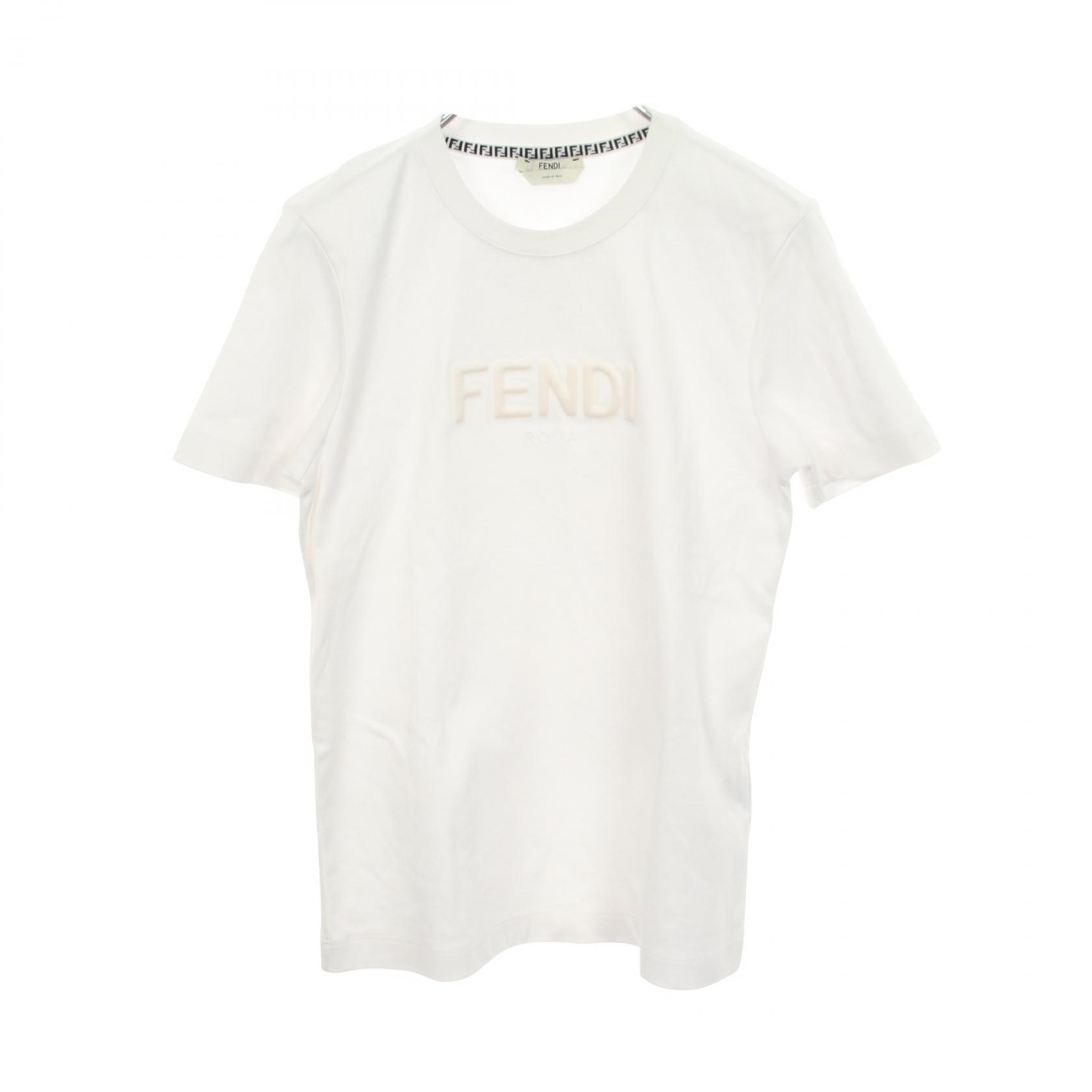 フェンディ FENDI エンボスロゴ クルーネック 半袖Tシャツ 衣料品 トップス コットン ホワイト系 【中古】|RECLO(リクロ)店