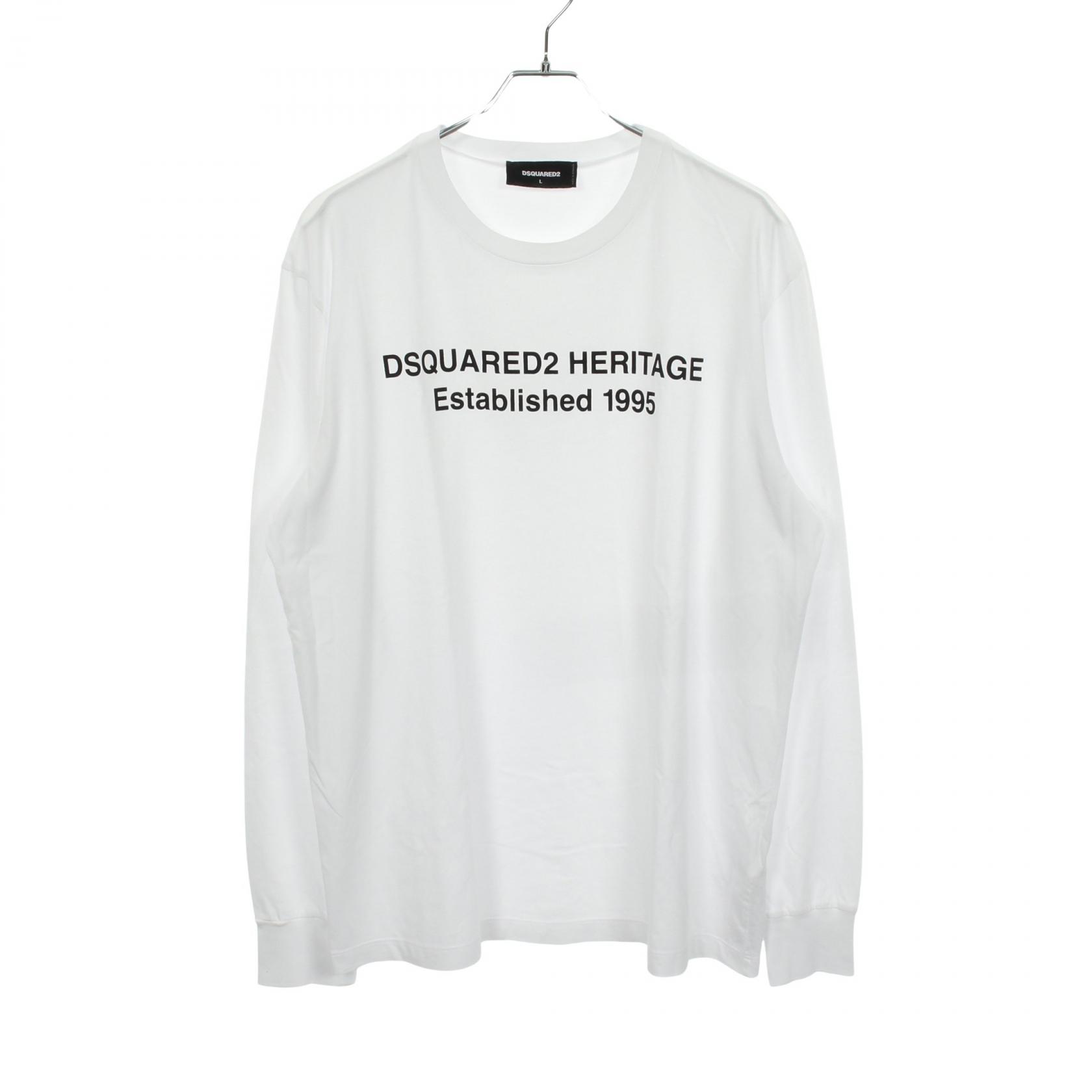 ディースクエアード DSQUARED2 ロゴプリント 長袖Tシャツ 衣料品 トップス コットン ホワイト系 S74GD1480 【中古】｜RECLO（リクロ）店
