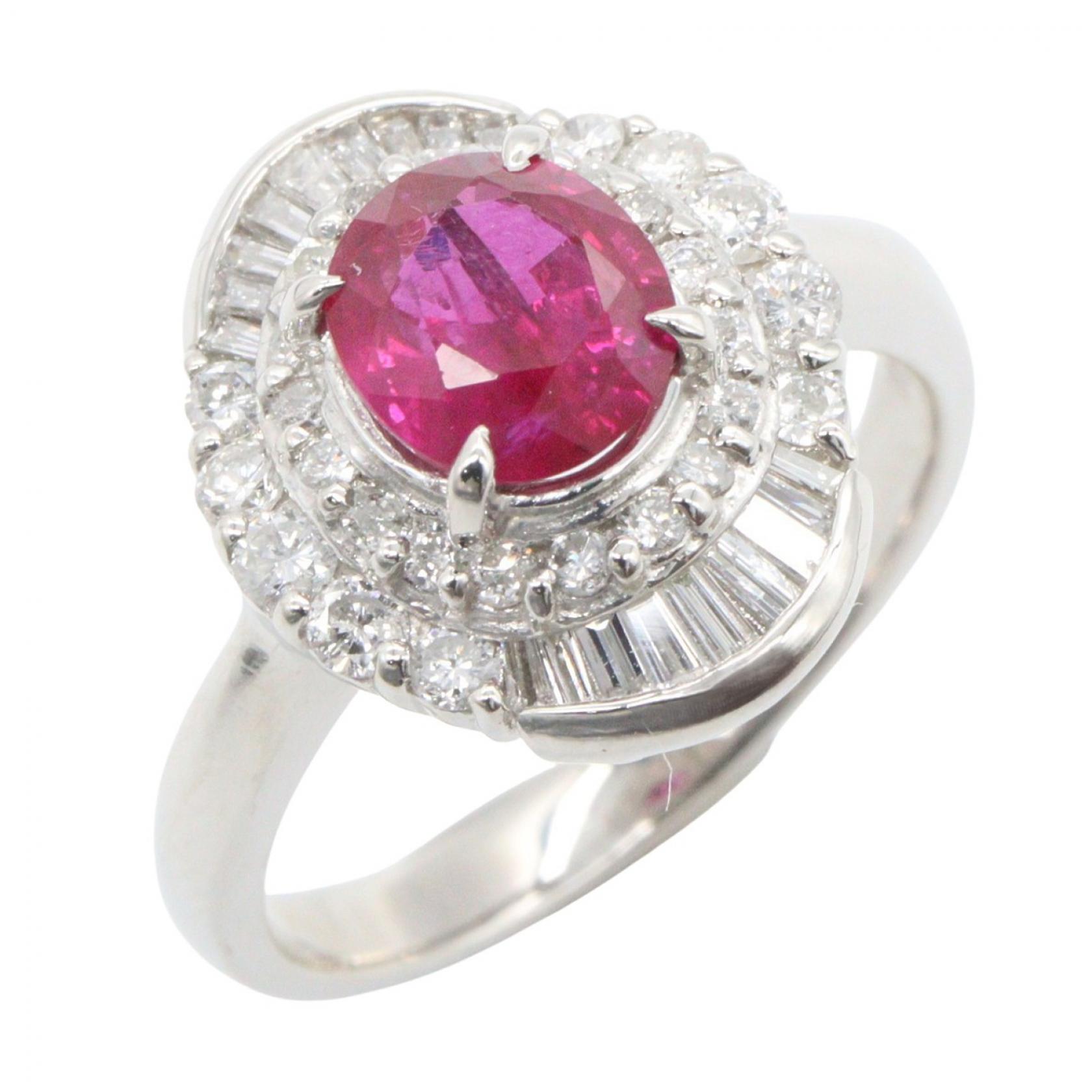 【10%OFFクーポン 7/21 10時～7/26 9:59】ジュエリー JEWELRY ルビー ダイヤモンド リング リング・指輪 ジュエリー Pt900プラチナ ダイヤモンド ルビー シルバー系 / レッド系 / クリア系 ﾙﾋﾞｰ 6.7g 【中古】｜RECLO（リクロ）店