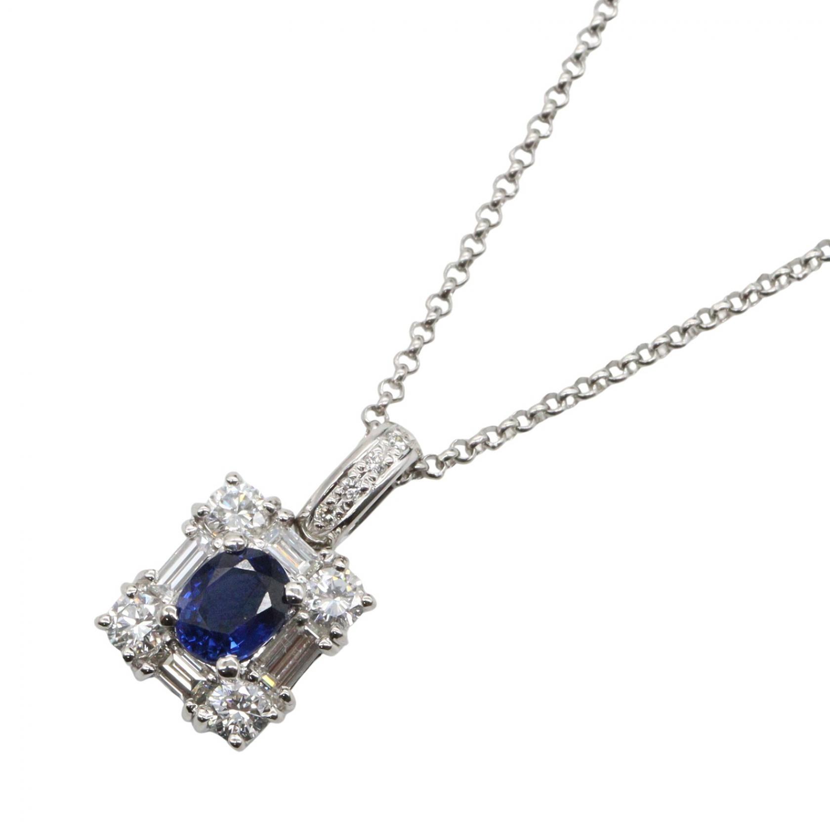 【10%OFFクーポン 7/21 10時~7/26 9:59】ジュエリー JEWELRY サファイア ダイヤモンド ネックレス ネックレス ジュエリー Pt900プラチナ Pt850プラチナ サファイア / ダイヤモンド シルバー系 / ブルー系 / クリア系 サファイア 5.4g 【中古】|RECLO(リクロ)店