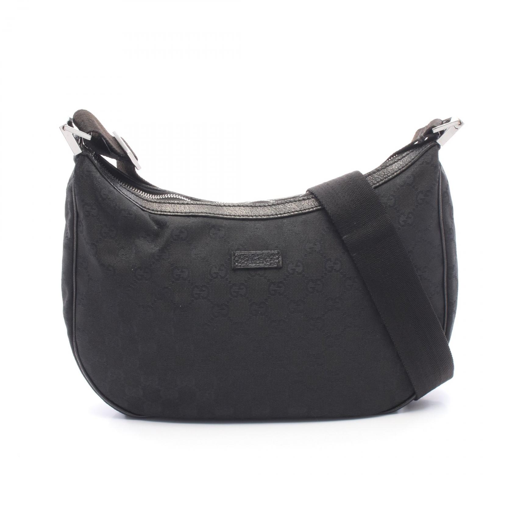 【15%OFFクーポン 7/19 20時~7/26 9:59】グッチ GUCCI GGキャンバス ショルダーバッグ バッグ キャンバス レザー ブラック系 122790 【中古】|RECLO(リクロ)店