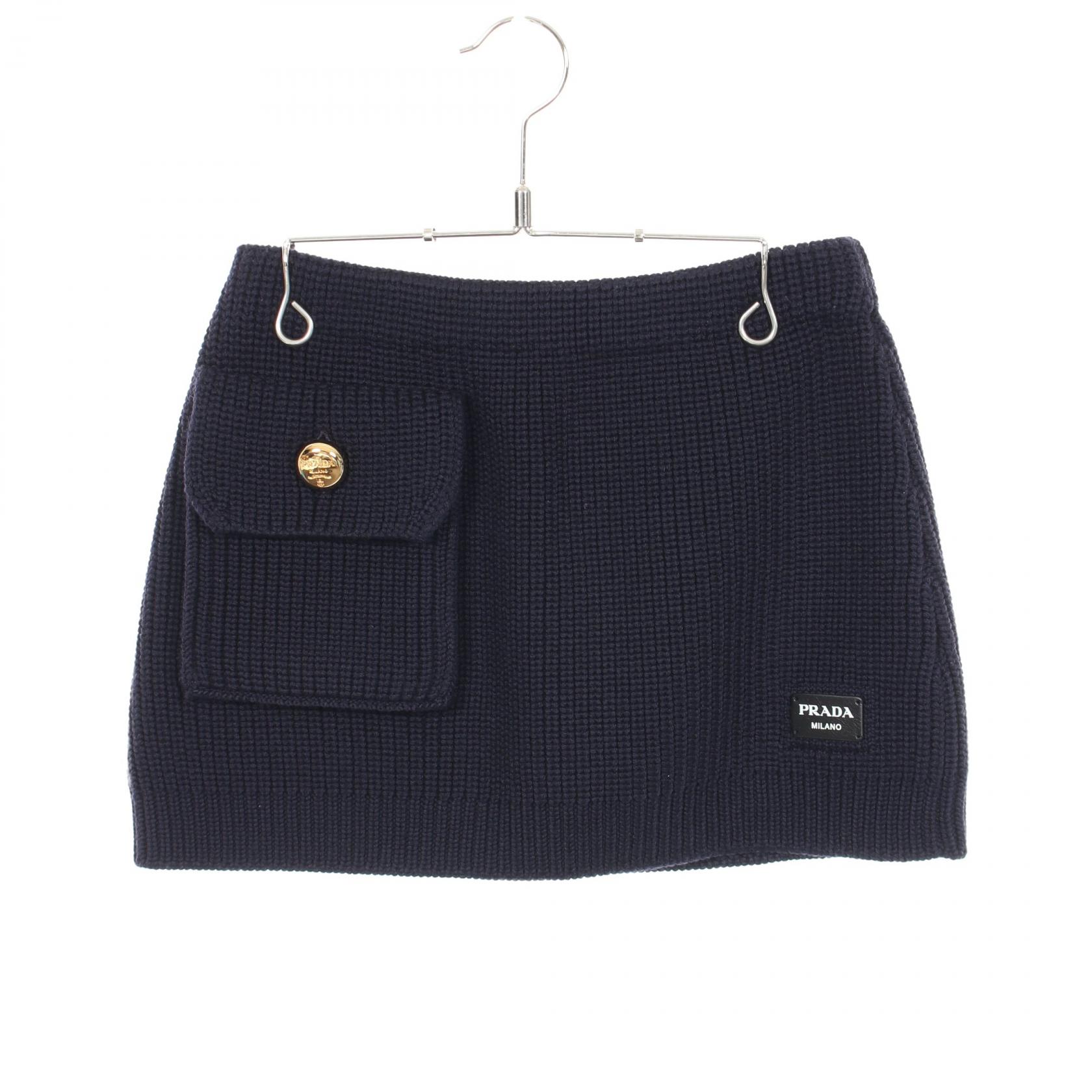 【10%OFFクーポン 7/21 10時~7/26 9:59】プラダ PRADA ニット スカート 衣料品 ボトムス ウール ネイビー系 【中古】|RECLO(リクロ)店