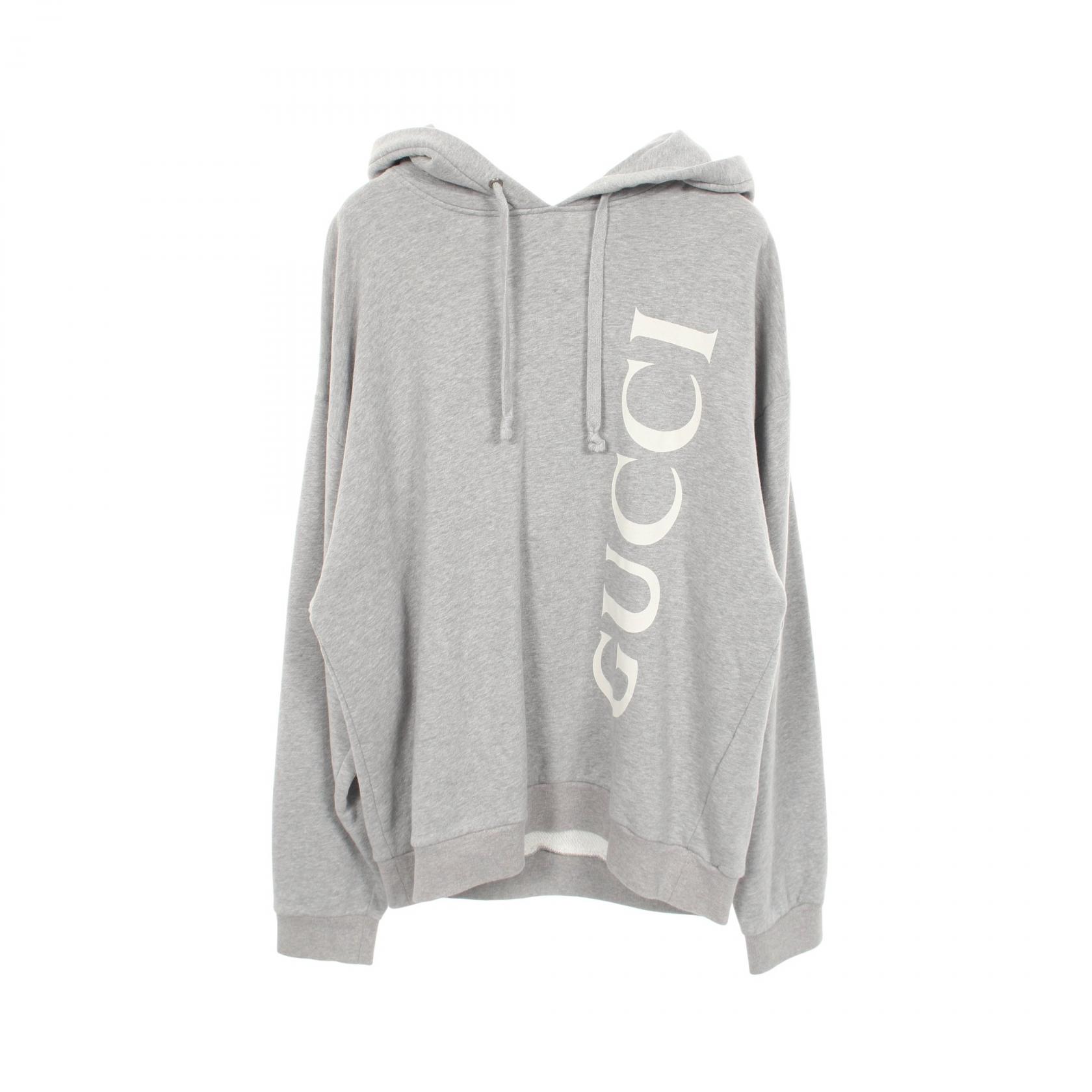 【10%OFFクーポン 7/21 10時～7/26 9:59】グッチ GUCCI ロゴプリント パーカー 衣料品 トップス コットン グレー系 604974 【中古】｜RECLO（リクロ）店