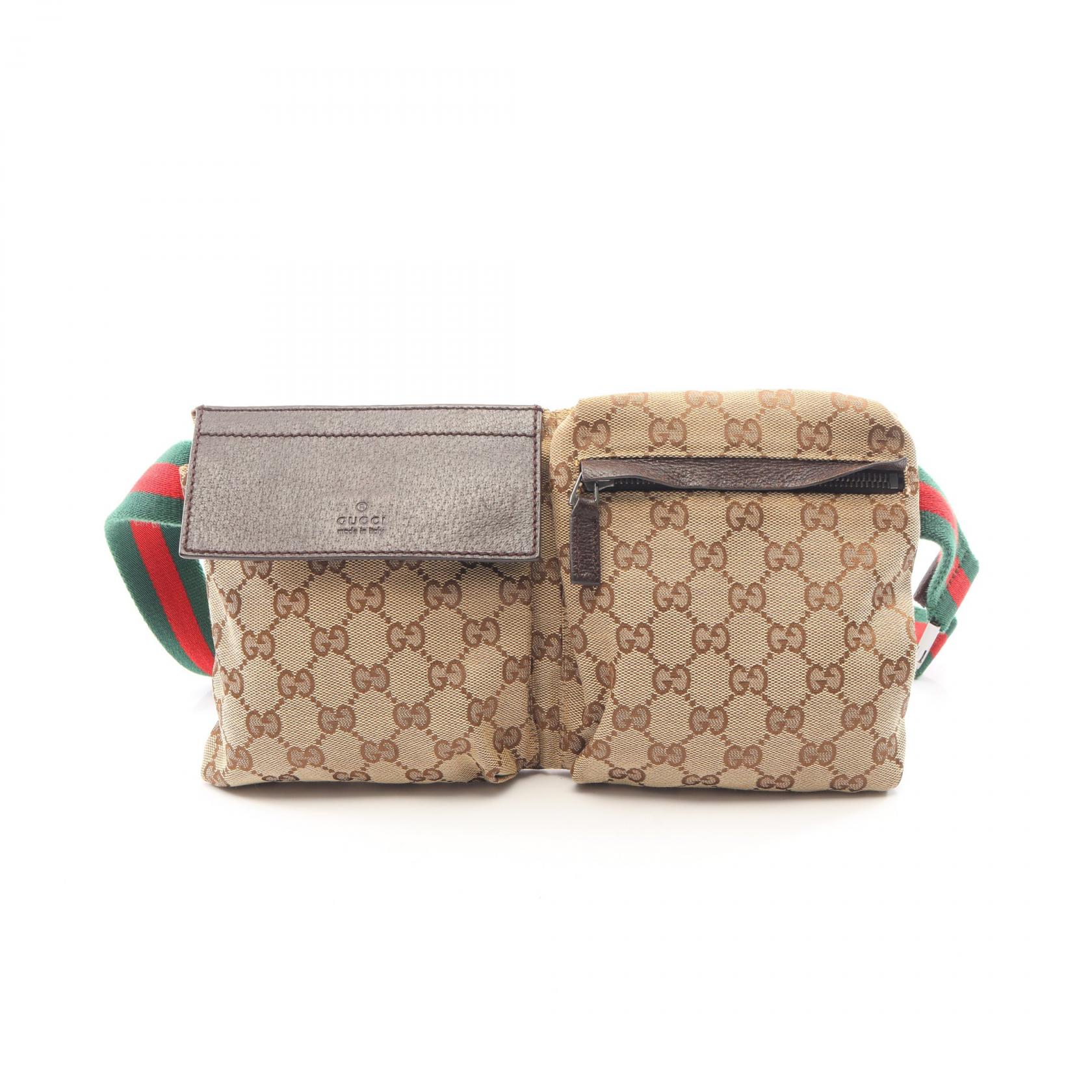 【15%OFFクーポン 7/19 20時～7/26 9:59】グッチ GUCCI GGキャンバス ウエストバッグ ボディバッグ バッグ PVCコーティングキャンバス レザー ベージュ系 / ブラウン系 28566 【中古】｜RECLO（リクロ）店