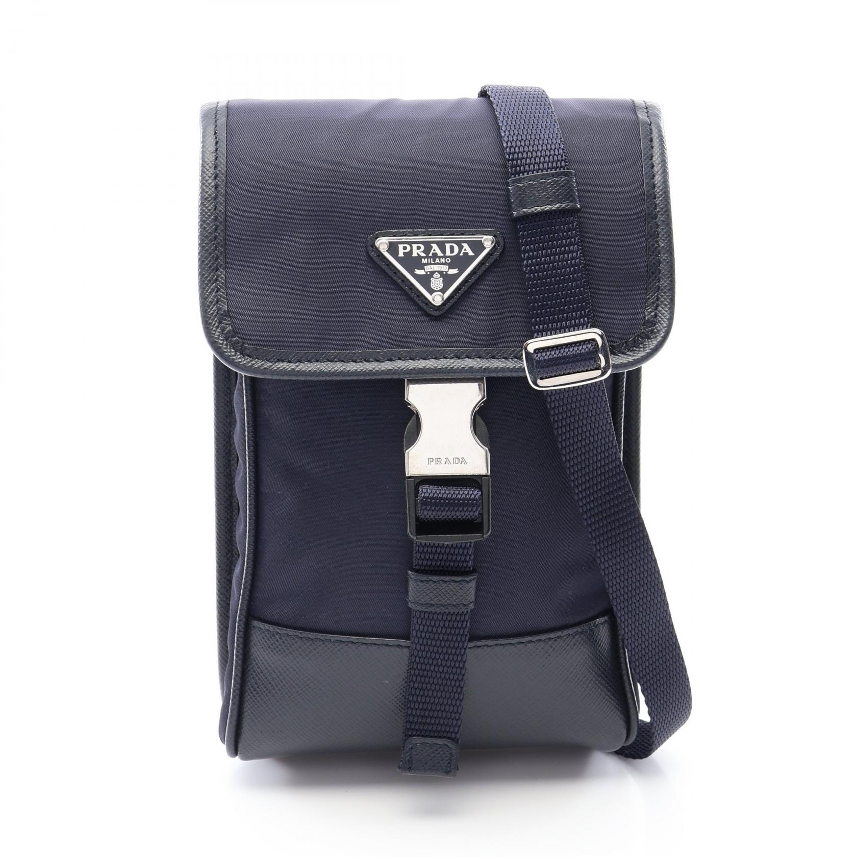 【全品ポイント11倍｜7/30 0:00-23:59】プラダ PRADA TESSUTO＋SAFFIAN ショルダーバッグ バッグ ナイロン サフィアーノレザー ネイビー系 / ブラック系 2ZH109 【中古】｜RECLO（リクロ）店