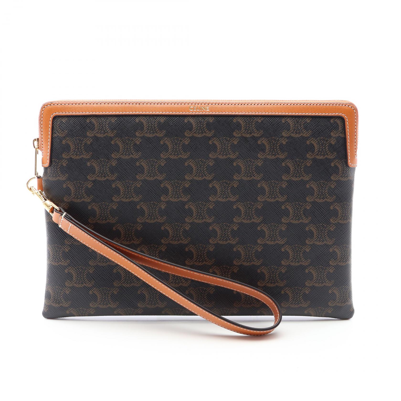 セリーヌ CELINE トリオンフ セカンドバッグ クラッチバッグ バッグ PVCコーティングキャンバス レザー ブラック系 / ブラウン系 10J503I9104LU 【新品】｜RECLO（リクロ）店 59,895円
