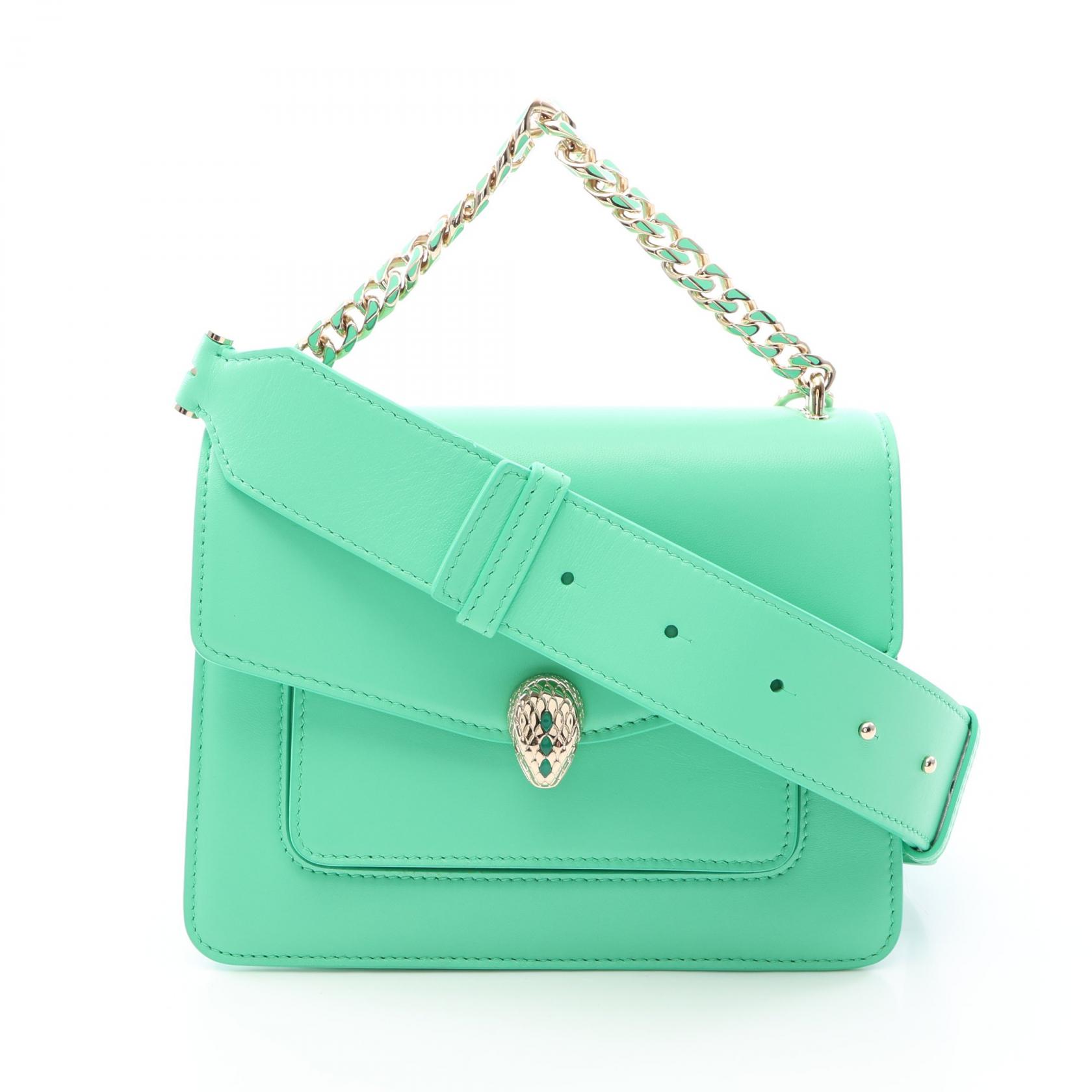 【15%OFFクーポン 7/19 20時～7/26 9:59】ブルガリ BVLGARI セルペンティ フォーエバー 2WAY ハンドバッグ バッグ レザー グリーン系 【中古】｜RECLO（リクロ）店