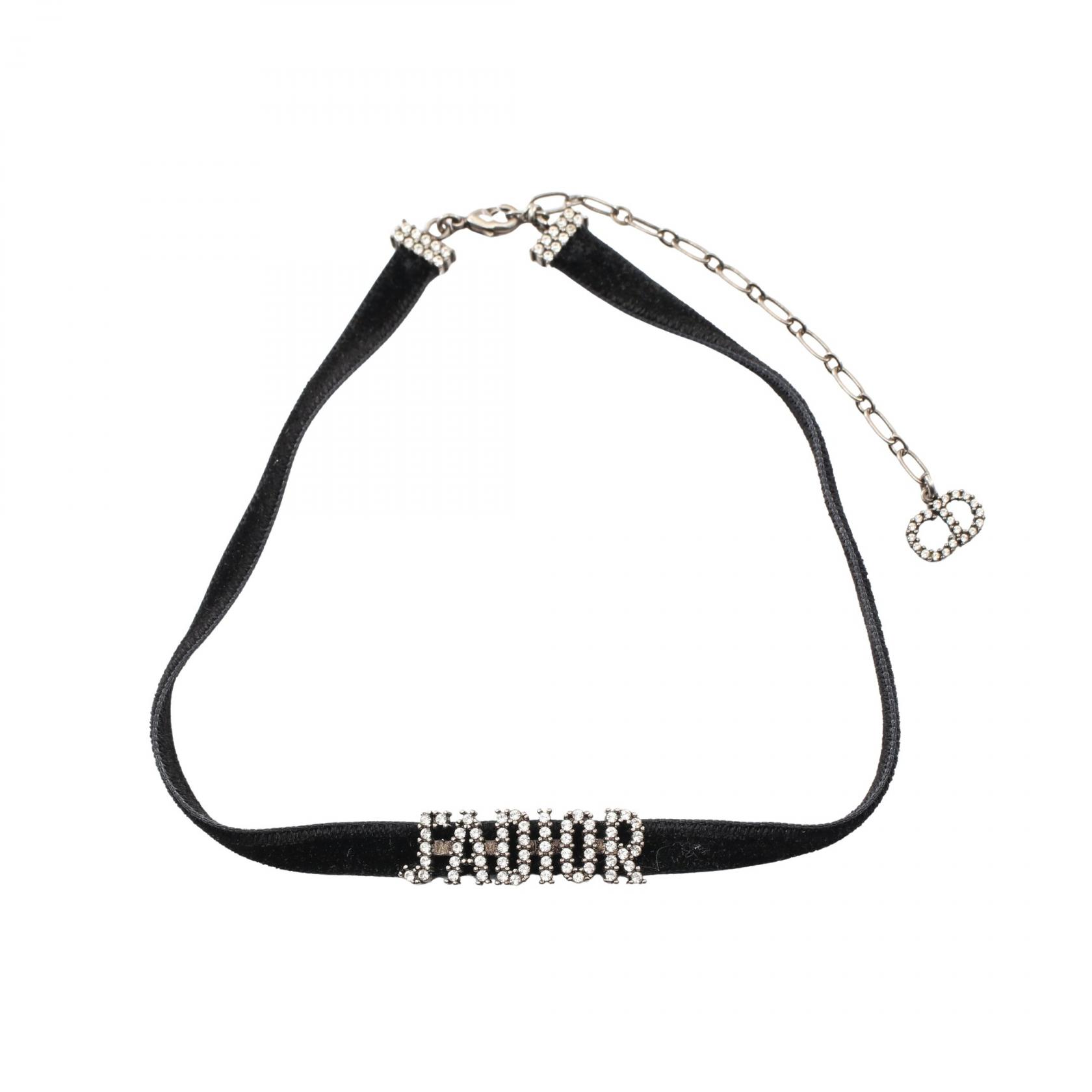 【10%OFFクーポン 7/21 10時~7/26 9:59】ディオール Dior J'ADIOR チョーカー アクセサリー ステンレススチール ベロア / ラインストーン ブラック系 / シルバー系 / クリア系 【中古】|RECLO(リクロ)店
