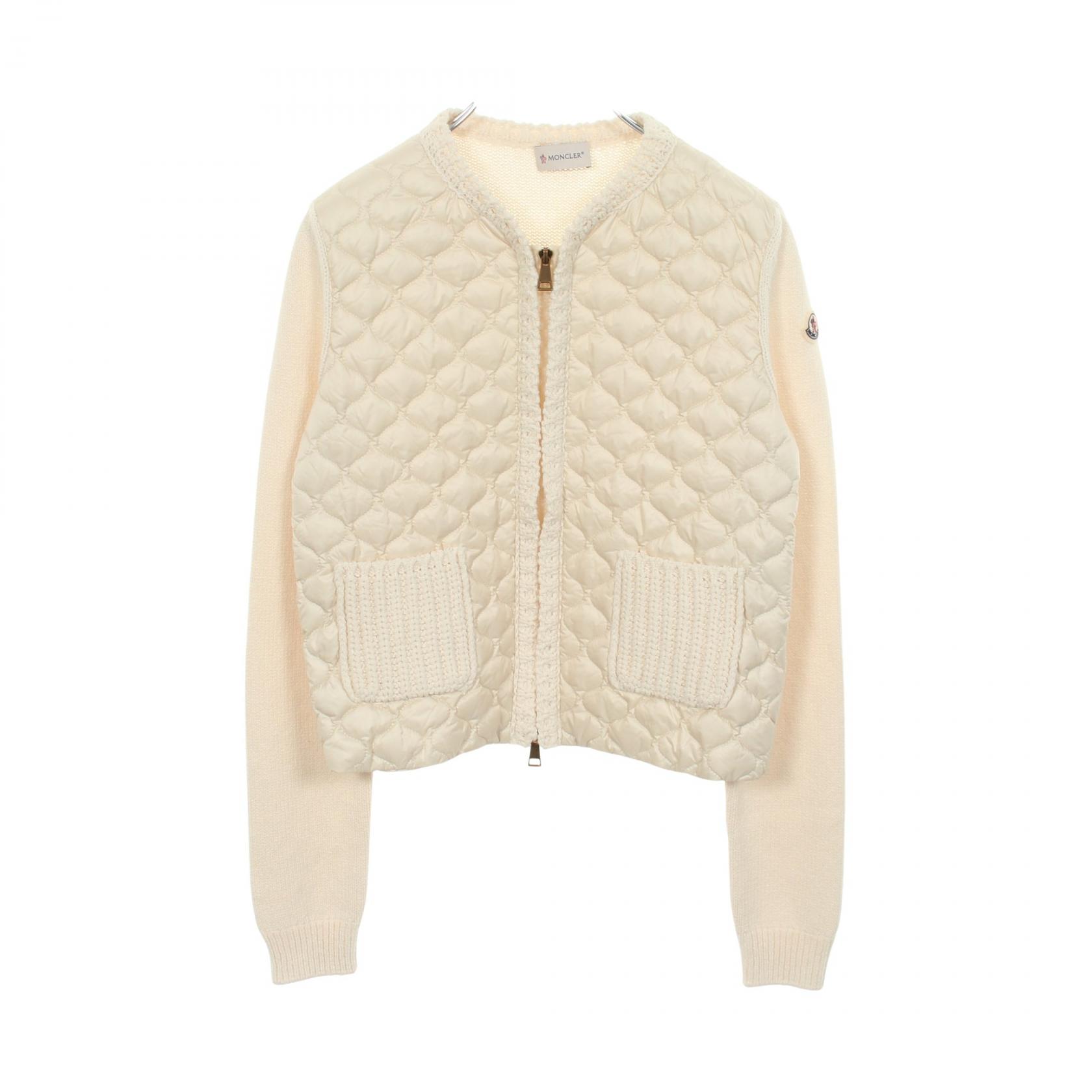 モンクレール MONCLER ニット カーディガン 切替 ダウンジャケット 衣料品 アウター ナイロン アイボリー系 9B00036 【中古】｜RECLO（リクロ）店