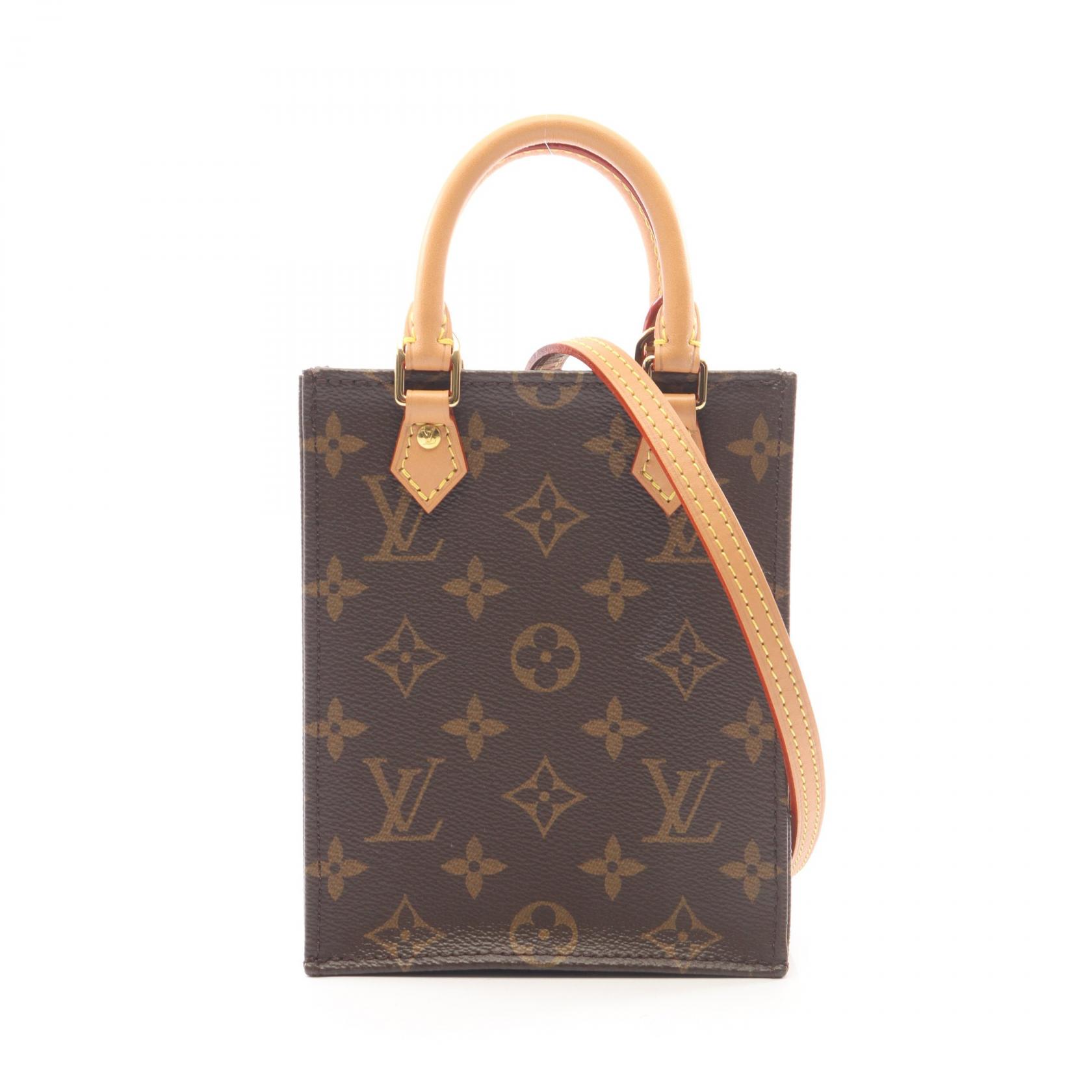 【15%OFFクーポン 7/19 20時～7/26 9:59】ルイ・ヴィトン LOUIS VUITTON プティット サックプラ 2WAY ハンドバッグ バッグ PVCコーティングキャンバス レザー モノグラム ブラウン系 M69442 【中古】｜RECLO（リクロ）店