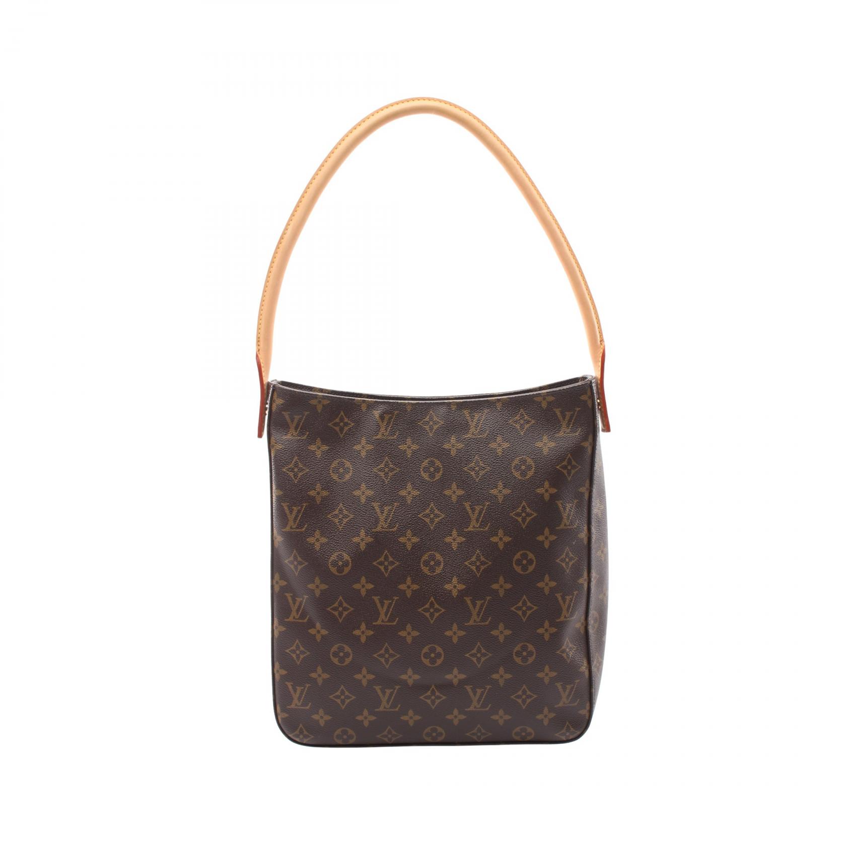 【10%OFFクーポン 7/21 10時～7/26 9:59】ルイ・ヴィトン LOUIS VUITTON ルーピングGM モノグラム ショルダーバッグ バッグ PVCコーティングキャンバス レザー ブラウン系 M51145 【中古】｜RECLO（リクロ）店