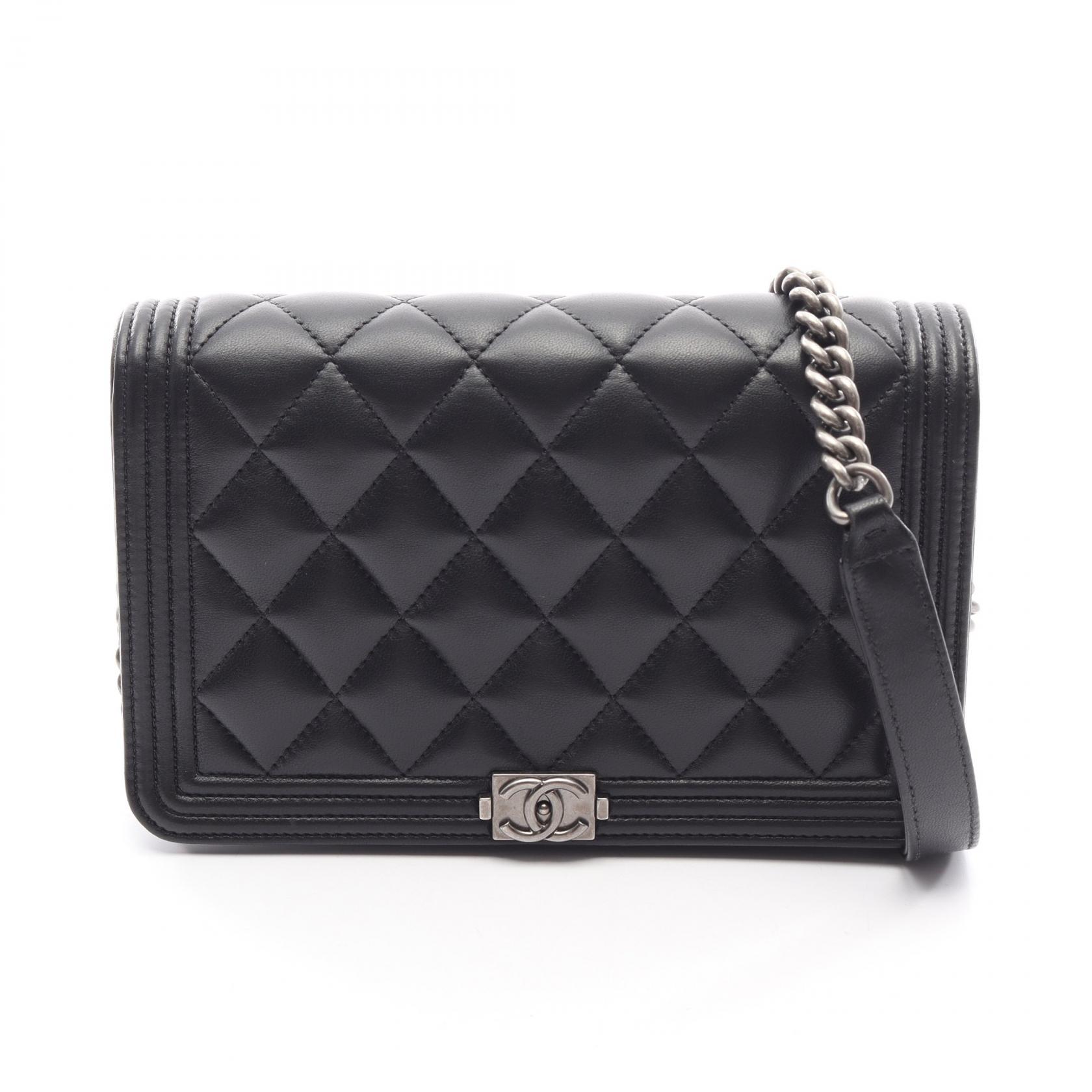 【10%OFFクーポン 7/18 0時～7/21 9:59】シャネル CHANEL ボーイシャネル マトラッセ ショルダーバッグ バッグ ラムスキン（羊革） ブラック系 【中古】｜RECLO（リクロ）店