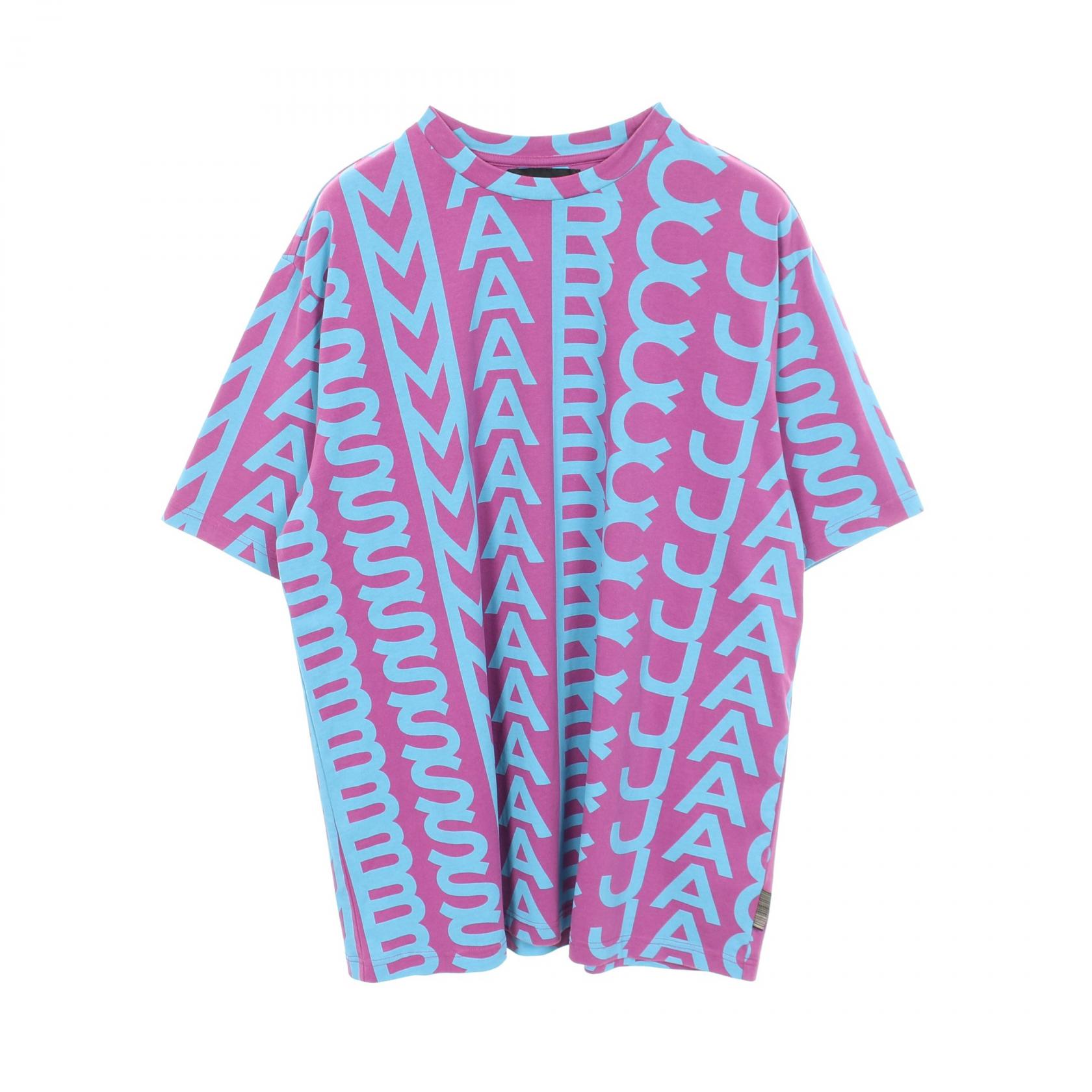 マークジェイコブス MARC JACOBS Monogram Big T-Shirt ロゴ総柄 クルーネック 半袖Tシャツ 衣料品 トップス コットン パープル系 / ブルー系 【中古】｜RECLO（リクロ）店
