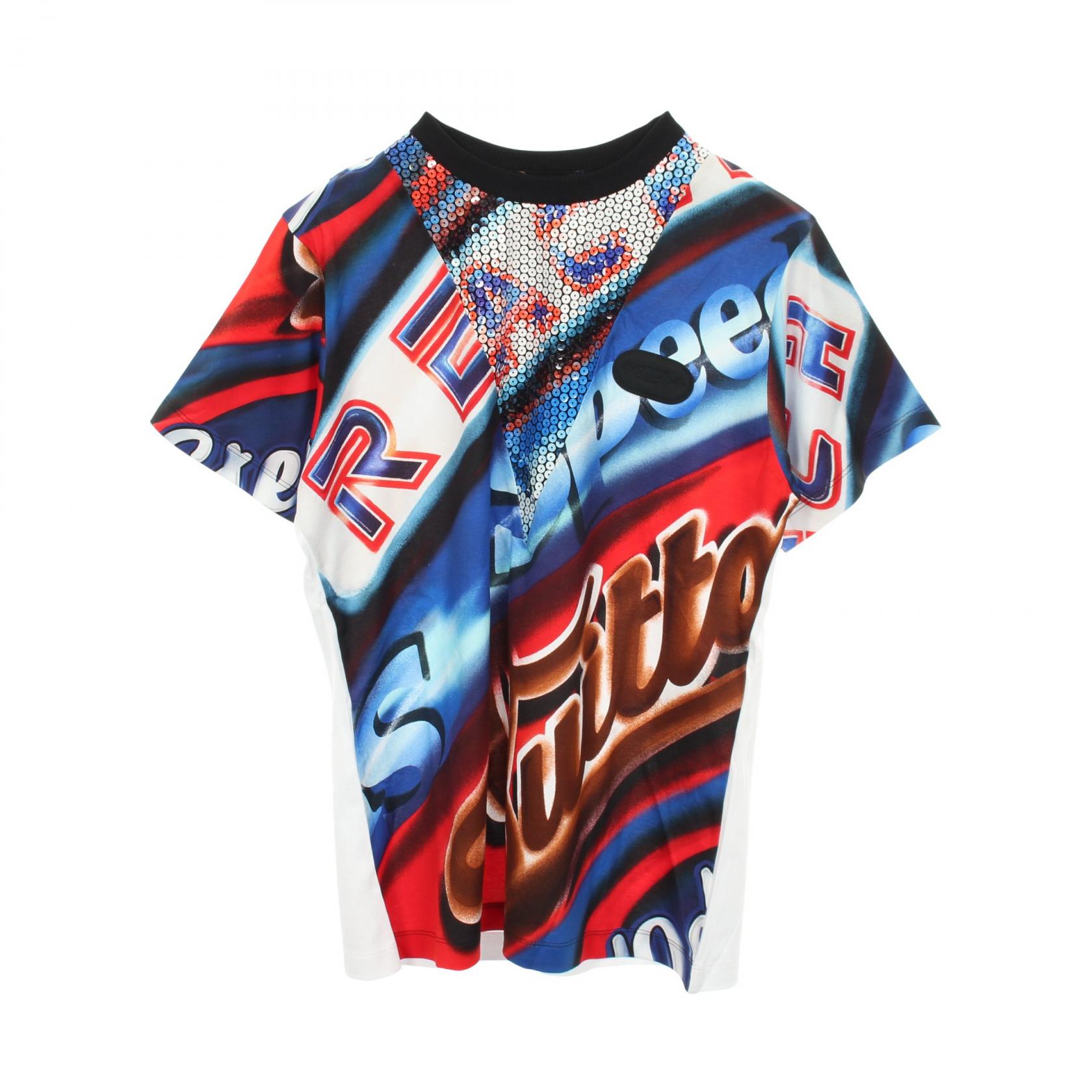 ルイ・ヴィトン LOUIS VUITTON グラフィックプリント ステートメント 半袖Tシャツ 衣料品 トップス コットン ブルー系 / レッド系 / マルチカラー RW211B EJ7 FKTB98 【中古】｜RECLO（リクロ）店