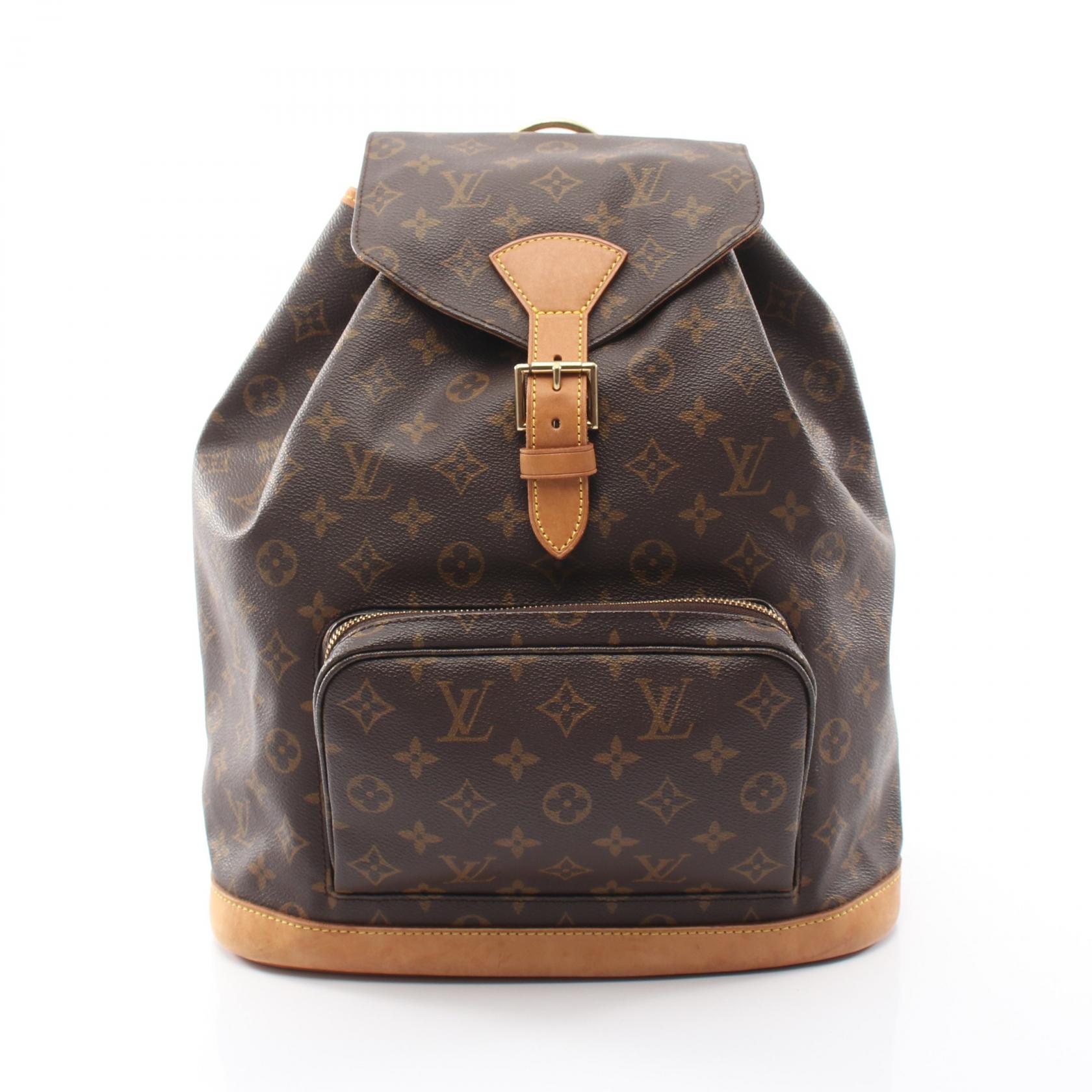 【10%OFFクーポン 7/21 10時～7/26 9:59】ルイ・ヴィトン LOUIS VUITTON モンスリGM リュックサック バックパック バッグ PVCコーティングキャンバス レザー モノグラム ブラウン系 M51135 【中古】｜RECLO（リクロ）店