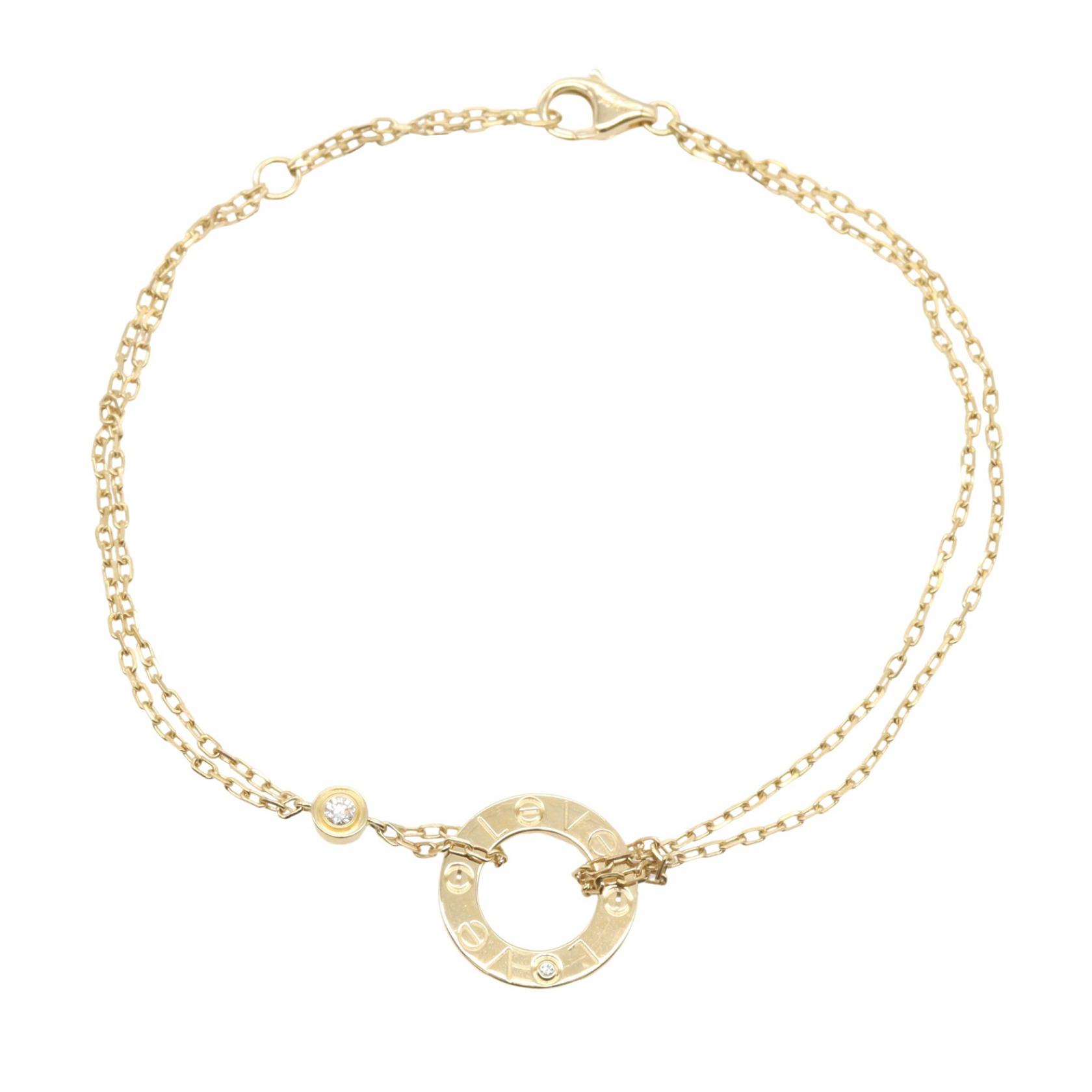 【10%OFFクーポン 7/21 10時～7/26 9:59】カルティエ CARTIER ラブサークル ブレスレット 2PD ブレスレット アクセサリー K18（イエローゴールド） ダイヤモンド ゴールド系 / クリア系 B6038300 【中古】｜RECLO（リクロ）店